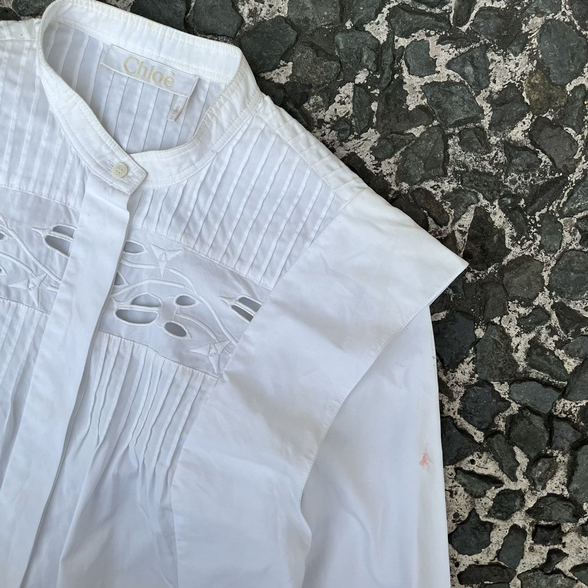 Chloe Chloé S/S 2018 Embroidered Eyelet Ruffle Bib Blouse Size XXS / US 00 / IT 34 - 7 Thumbnail