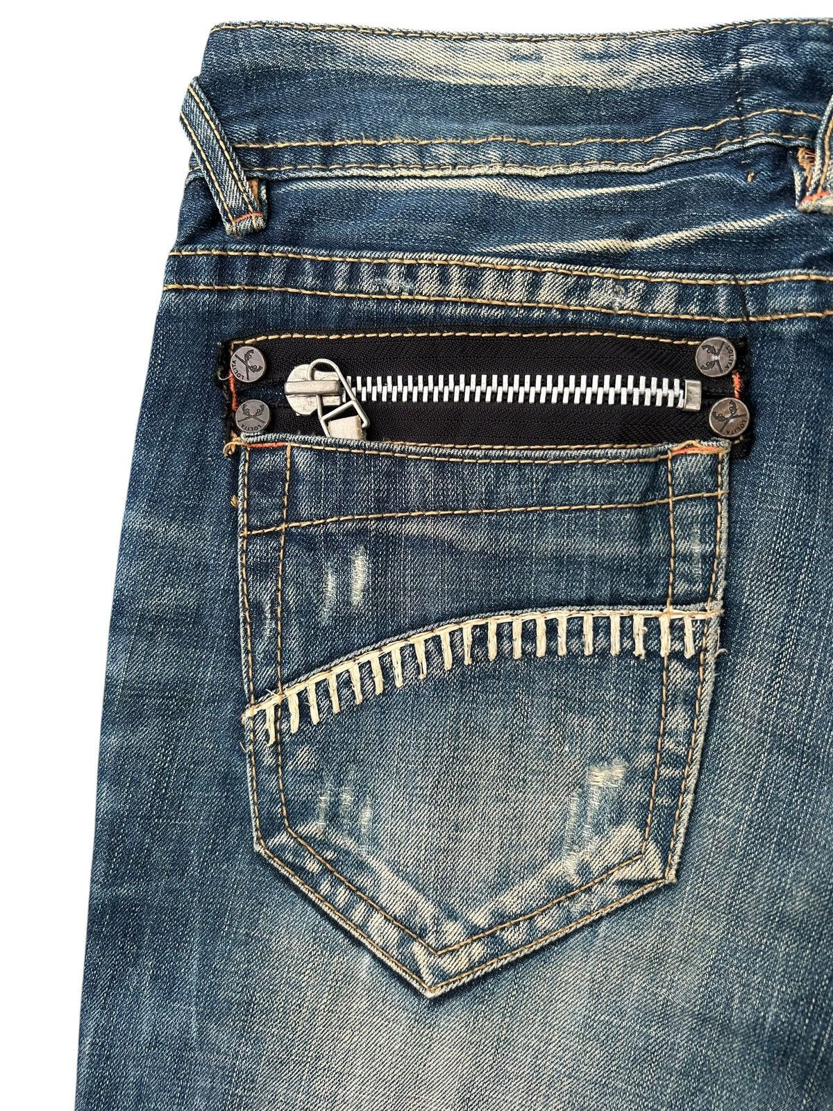 Kapital Flare Yoshitomo Nara Lolita Vintage Distressed Denim Jeans Size US 33 - 13 Thumbnail