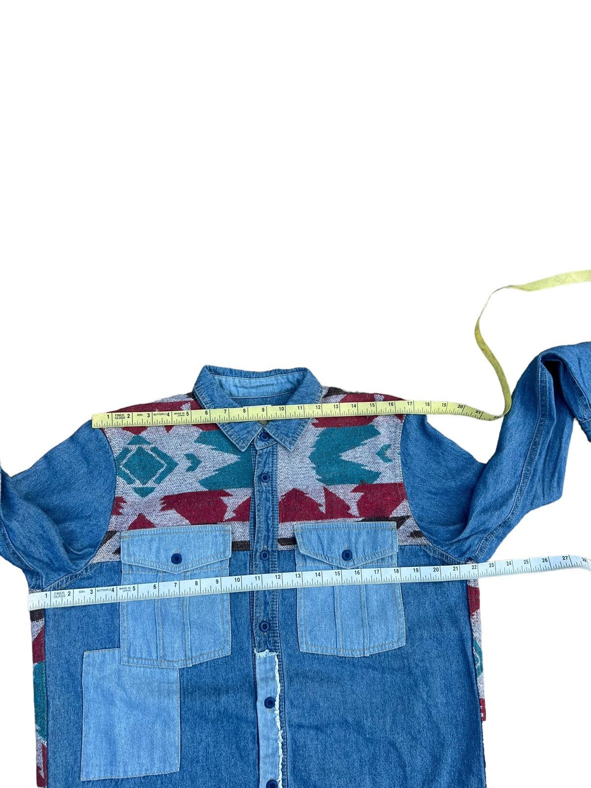 Vintage Japan Brand Titicaca Patchwork Hybrid Navajo Denim Shirt Size US M / EU 48-50 / 2 - 3 Thumbnail