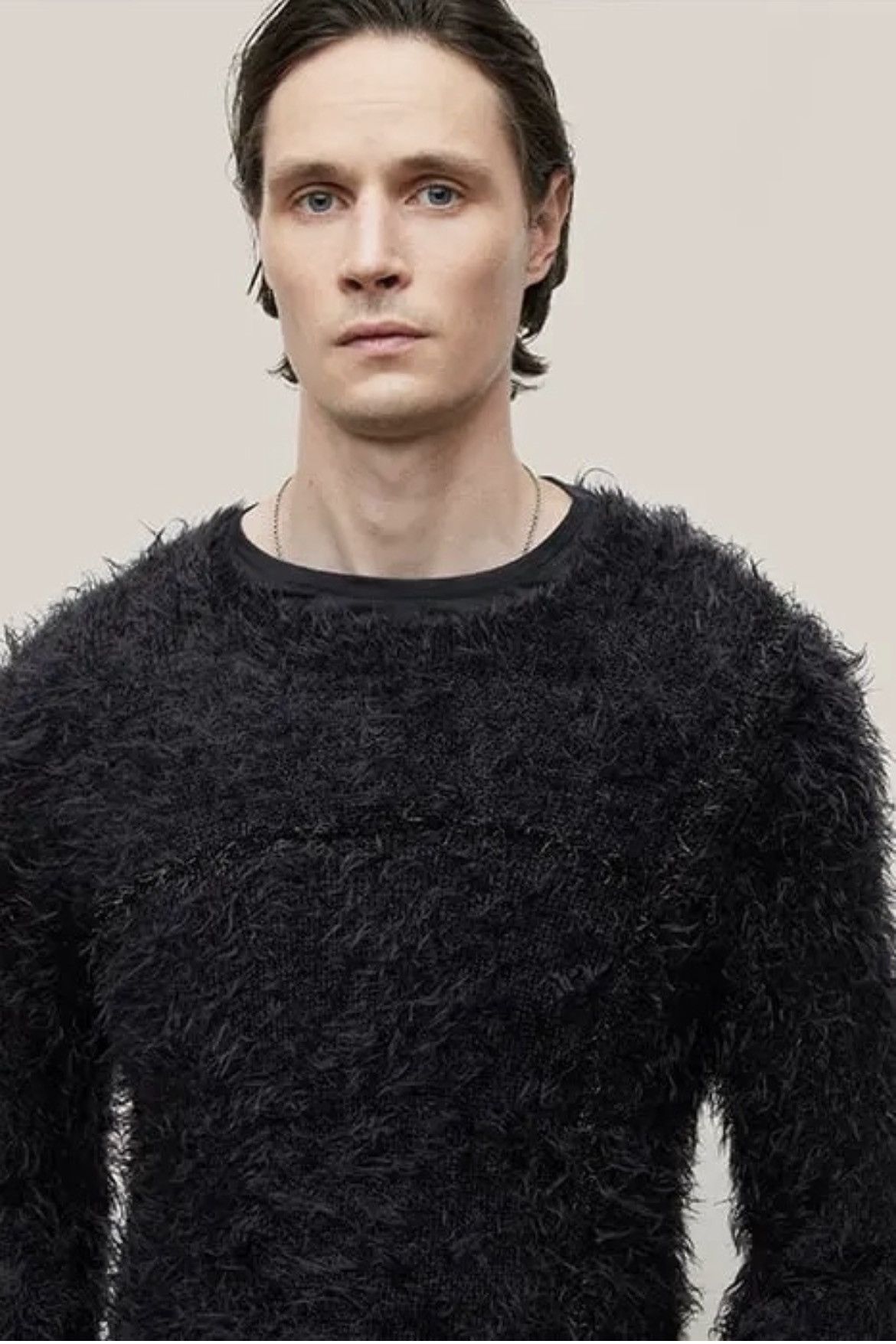 John Varvatos Black Fuzzy Sweater medium Size US M / EU 48-50 / 2 - 1 Thumbnail