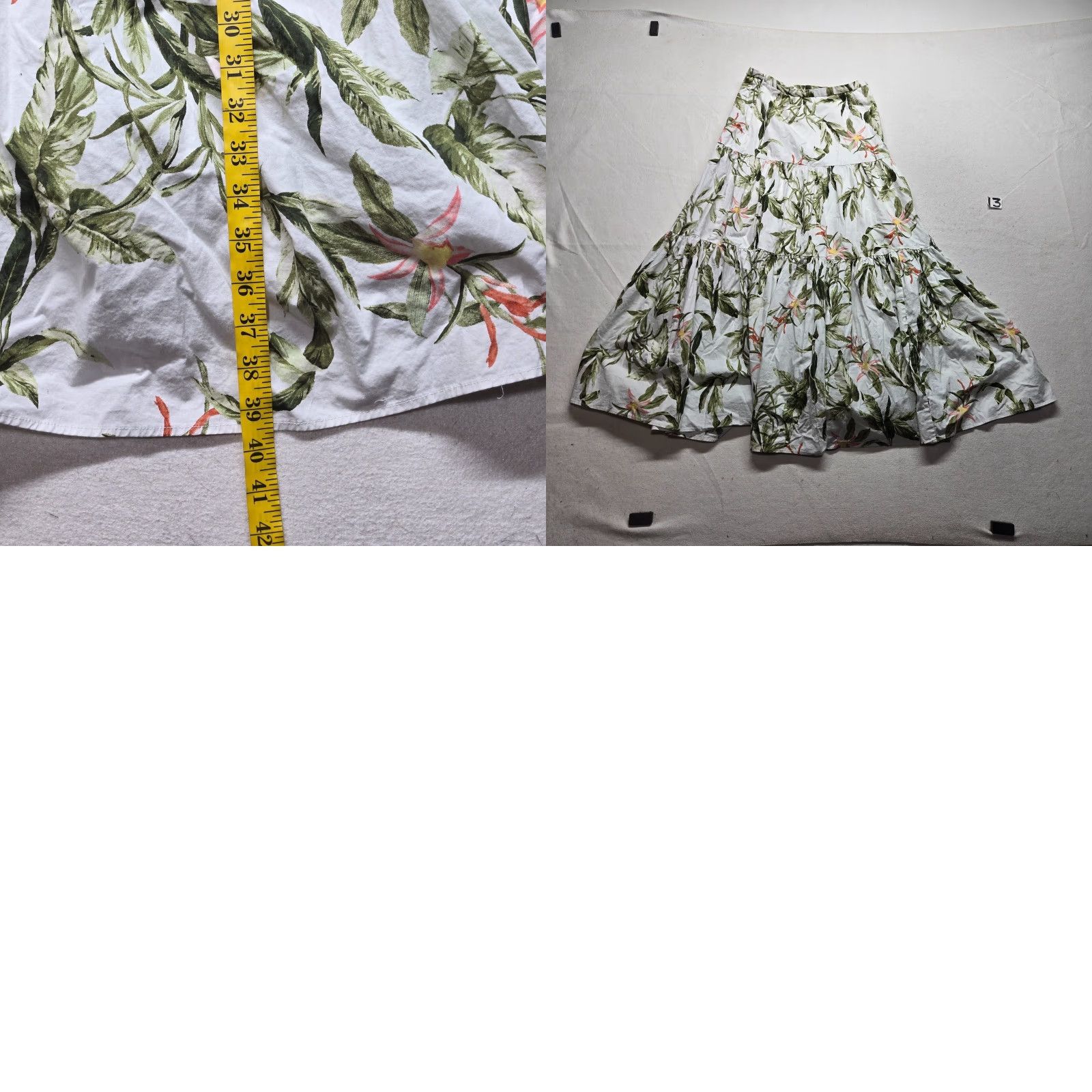 Vintage WAYF Floral Long Skirt Elastic Waist A-Line Casual Women M White Cotton Blend Polyester Skirt Spring Summer Womens Size 32" / US 10 / IT 46 - 8 Thumbnail