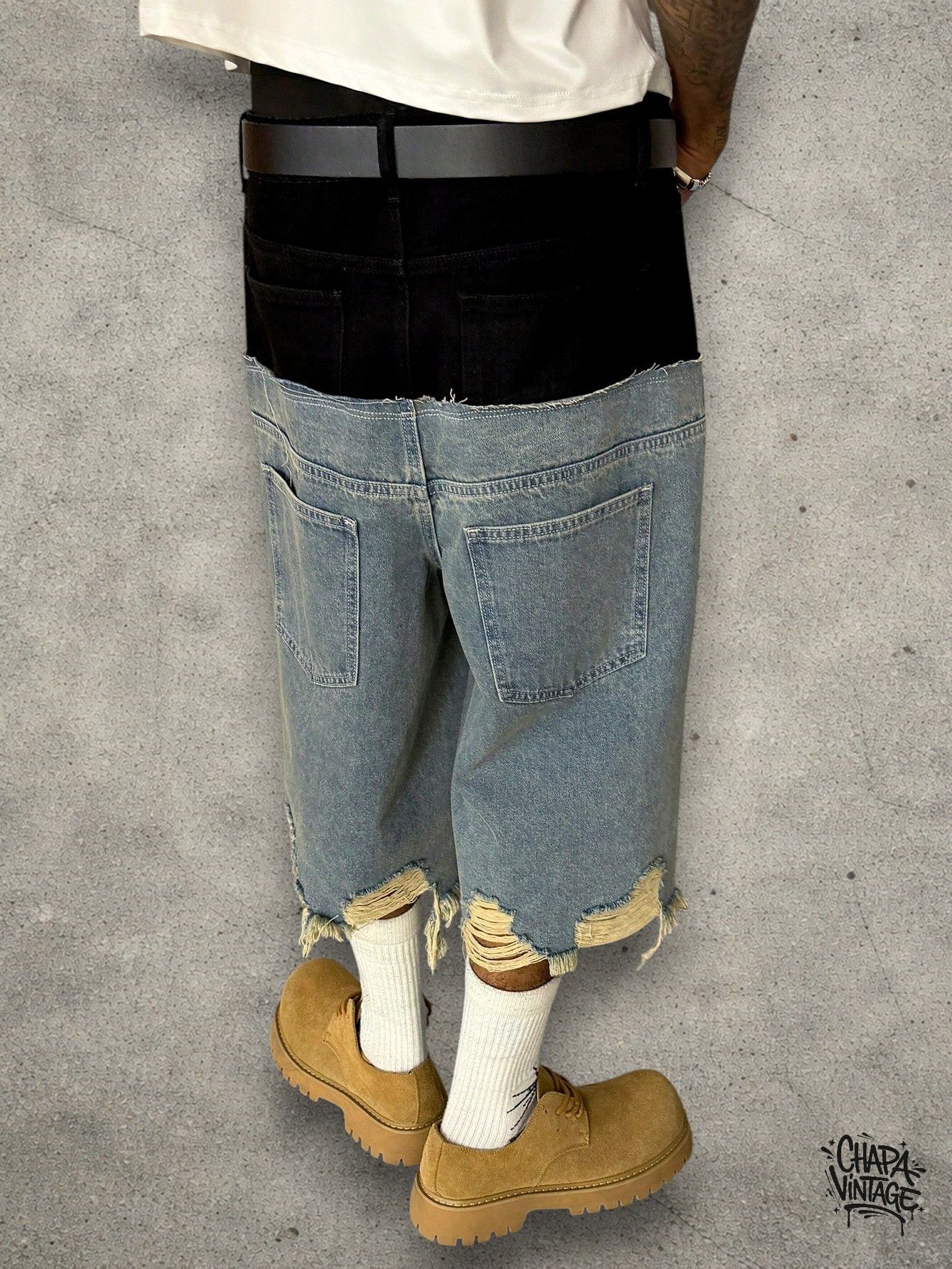 Japanese Brand Distressed double shorts Size US 32 / EU 48 - 4 Thumbnail