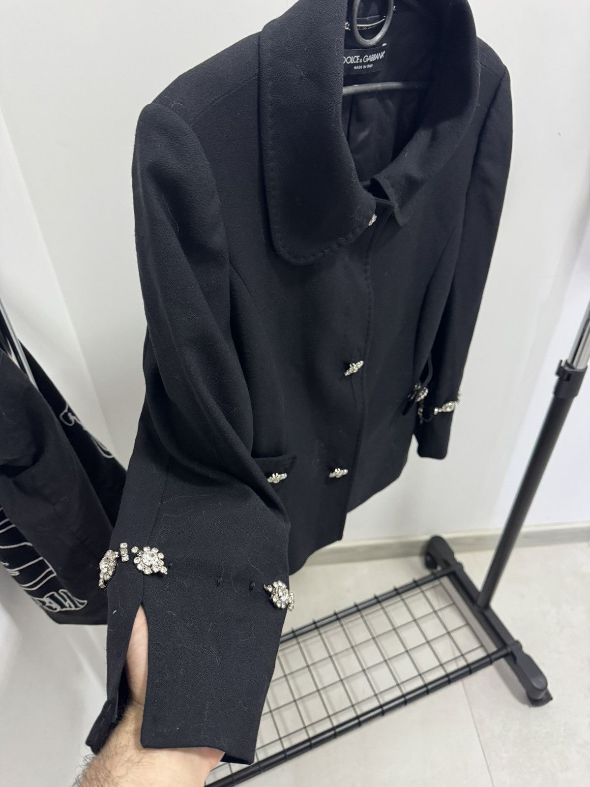 Dolce & Gabbana Dolce Gabbana Wool Embellished Cropped Jacket Crystal Button Size L / US 10 / IT 46 - 9 Thumbnail