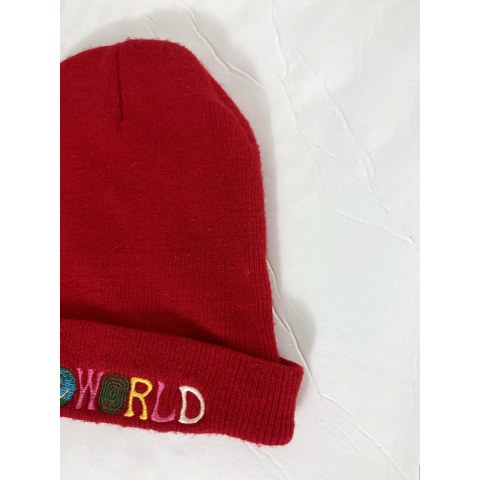 Vintage Astroworld Beanie Red One Size Embroidered Travis Scott Men Beanie Size ONE SIZE - 2 Thumbnail