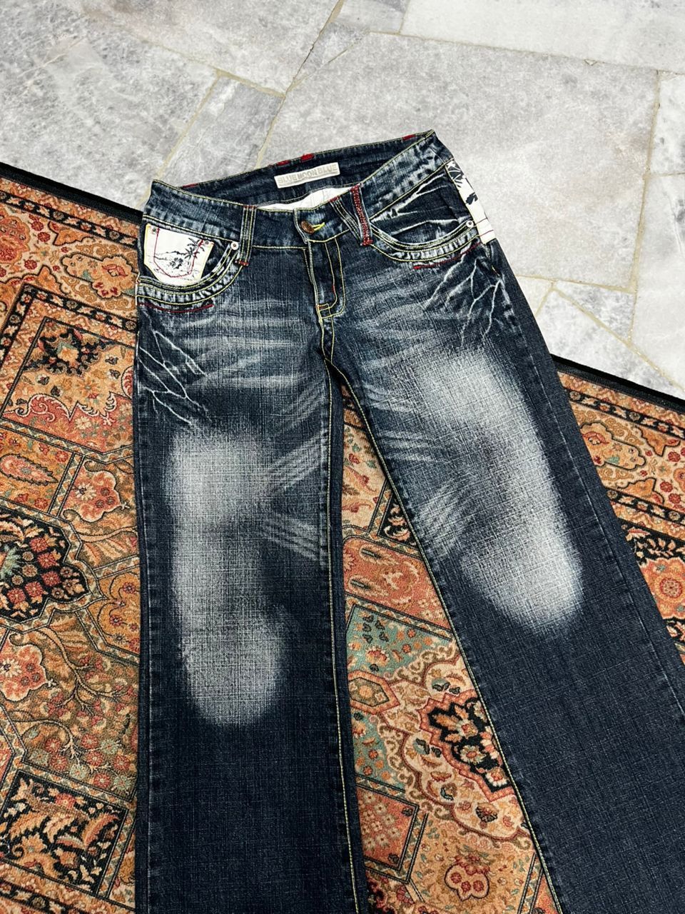 Japanese Brand Blue Moon Blue Hawaii Motif Denim Jeans Size US 29 - 4 Thumbnail