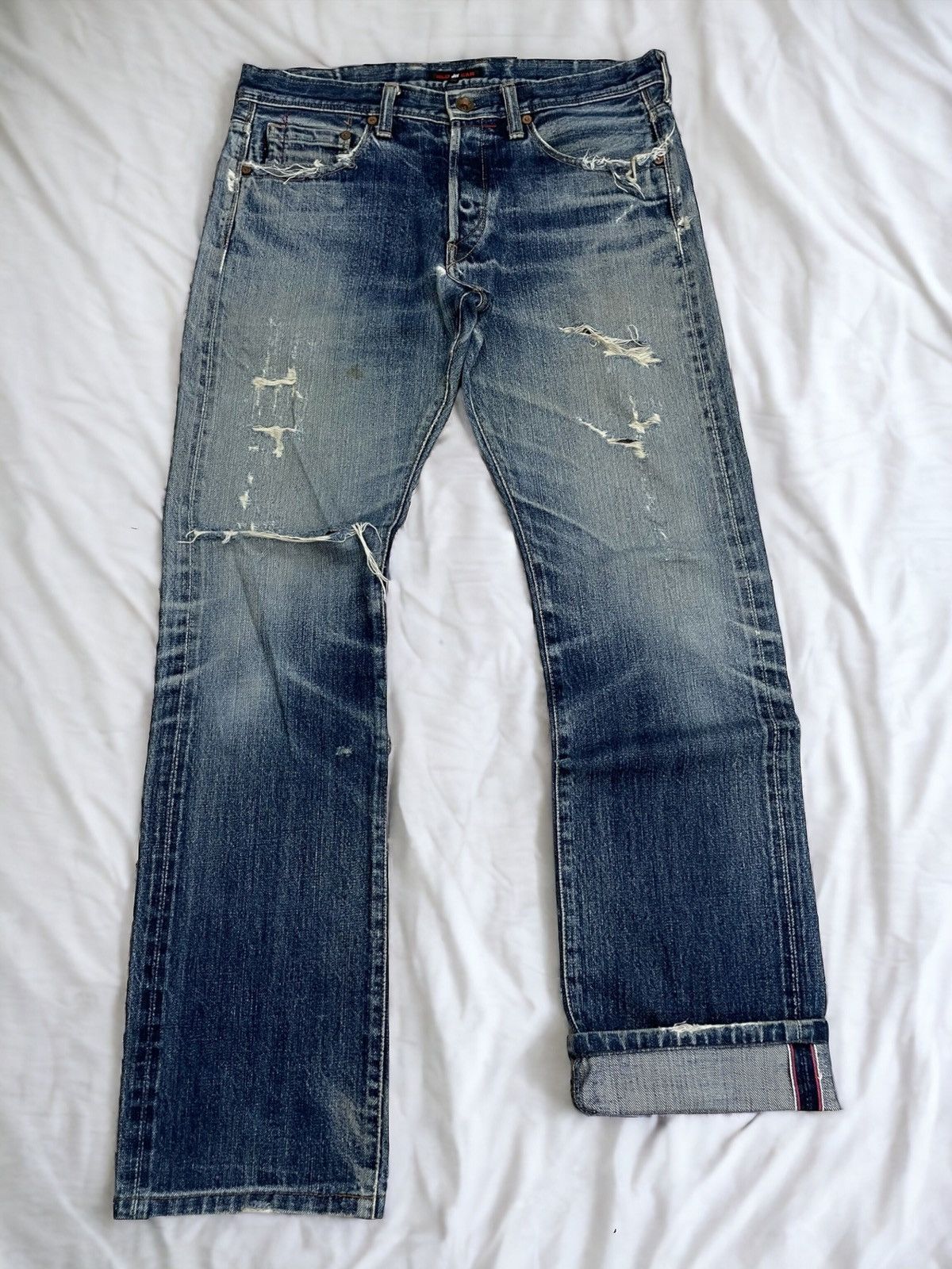 Paul Smith Red Ear Selvedge Distressed Denim Pants (A10)