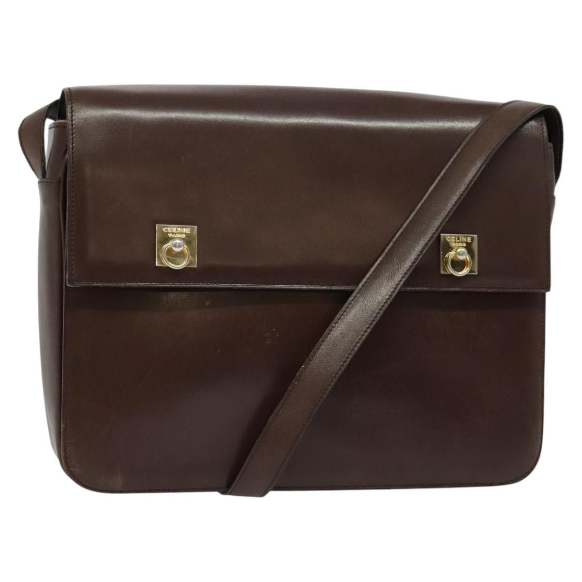 Celine CELINE Shoulder Bag Leather Brown Gold Size ONE SIZE - 1 Thumbnail
