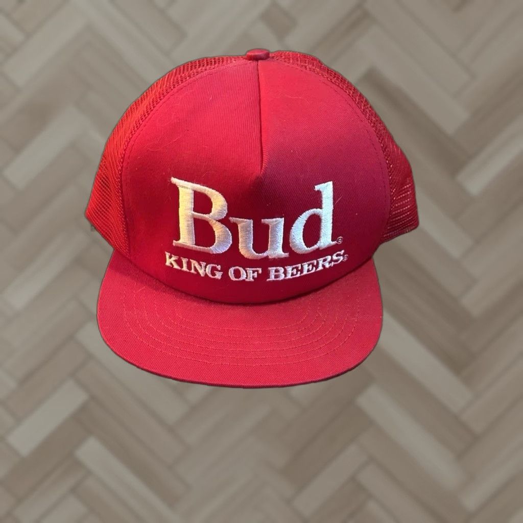 Budweiser VINTAGE Budweiser King of Beers Snapback Hat Cap USA 90s Men Red Nylon Baseball Cap Snapback MENS Size ONE SIZE - 1 Thumbnail