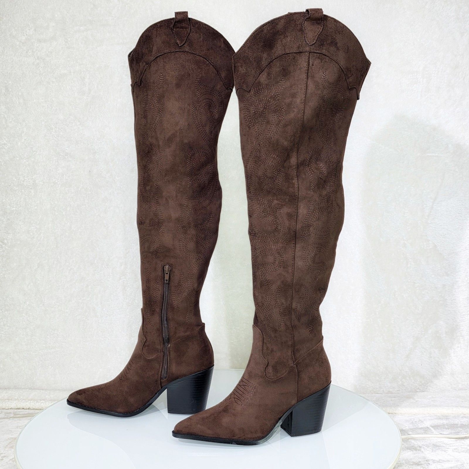 Other Primal 2 Country Western Sexy Brown Faux Suede OTK Thigh Hig Size US 8.5 / IT 38.5 - 1 Thumbnail