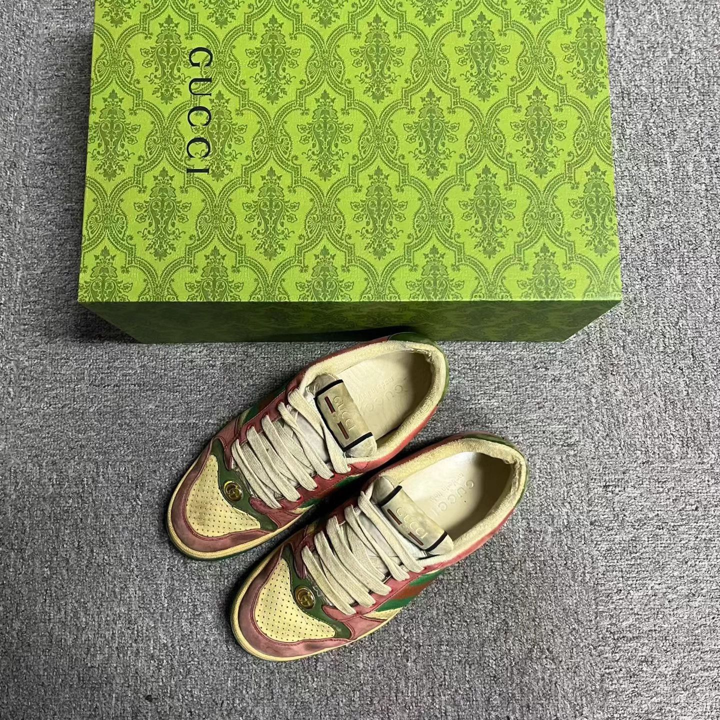 Gucci Gucci pink leather webbing print low-top sneaker 39 Size US 8 / IT 38 - 1 Thumbnail