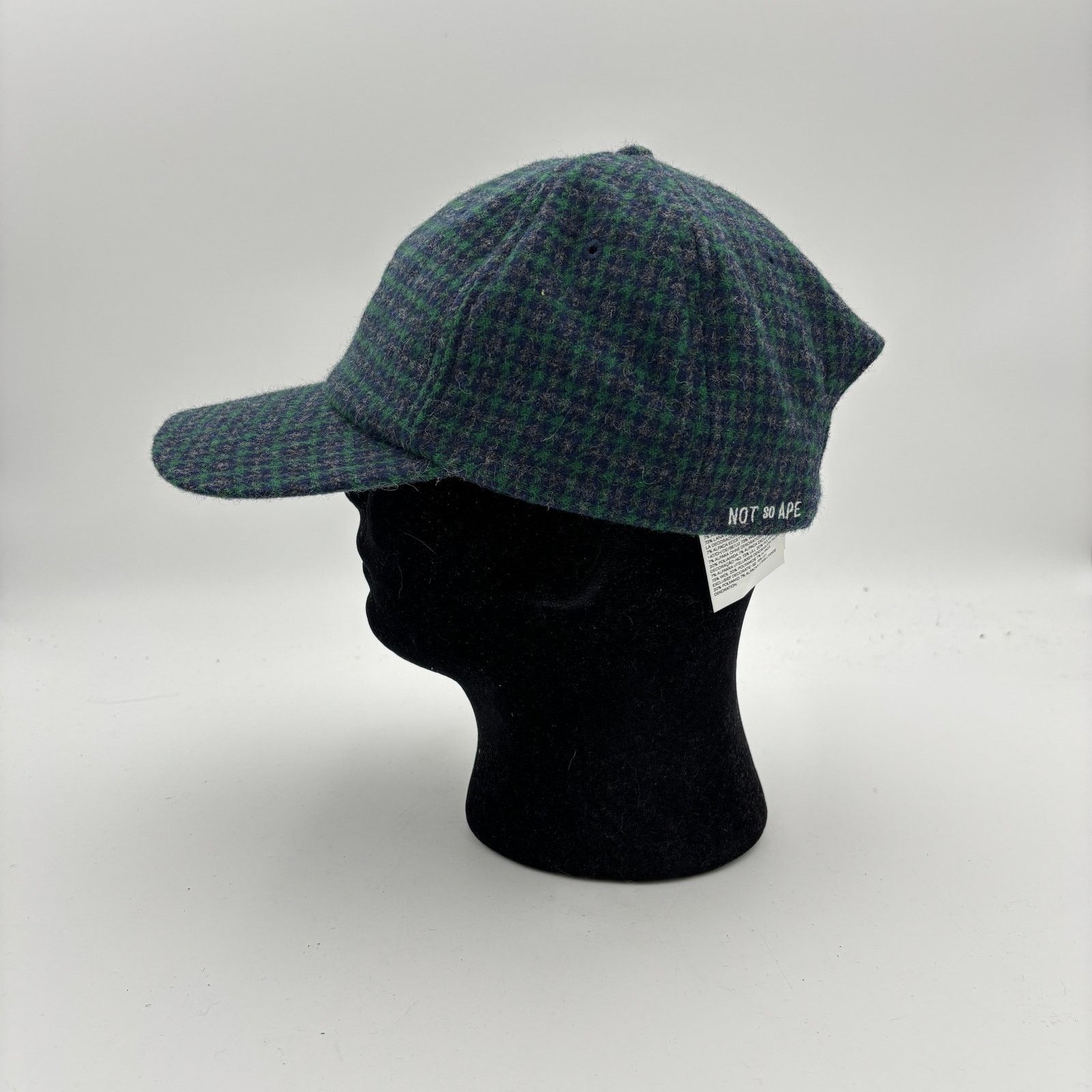 Japanese Brand Not So Ape Logo Wool Blend Houndstooth Strapback Hat Size ONE SIZE - 5 Thumbnail