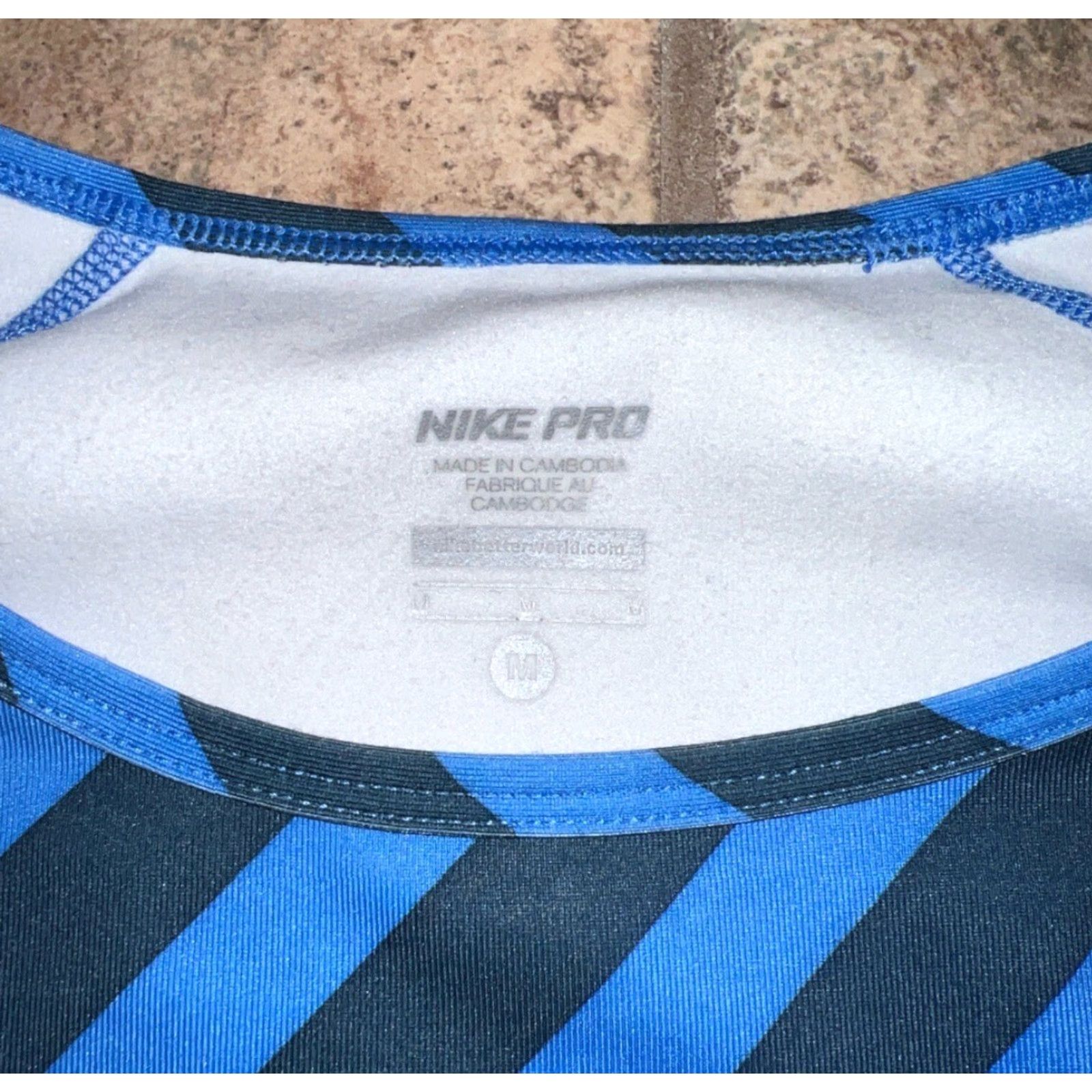 Nike Nike Pro Long Sleeve Shirt Womens M Blue Striped Athletic Shirt Size M / US 6-8 / IT 42-44 - 3 Thumbnail