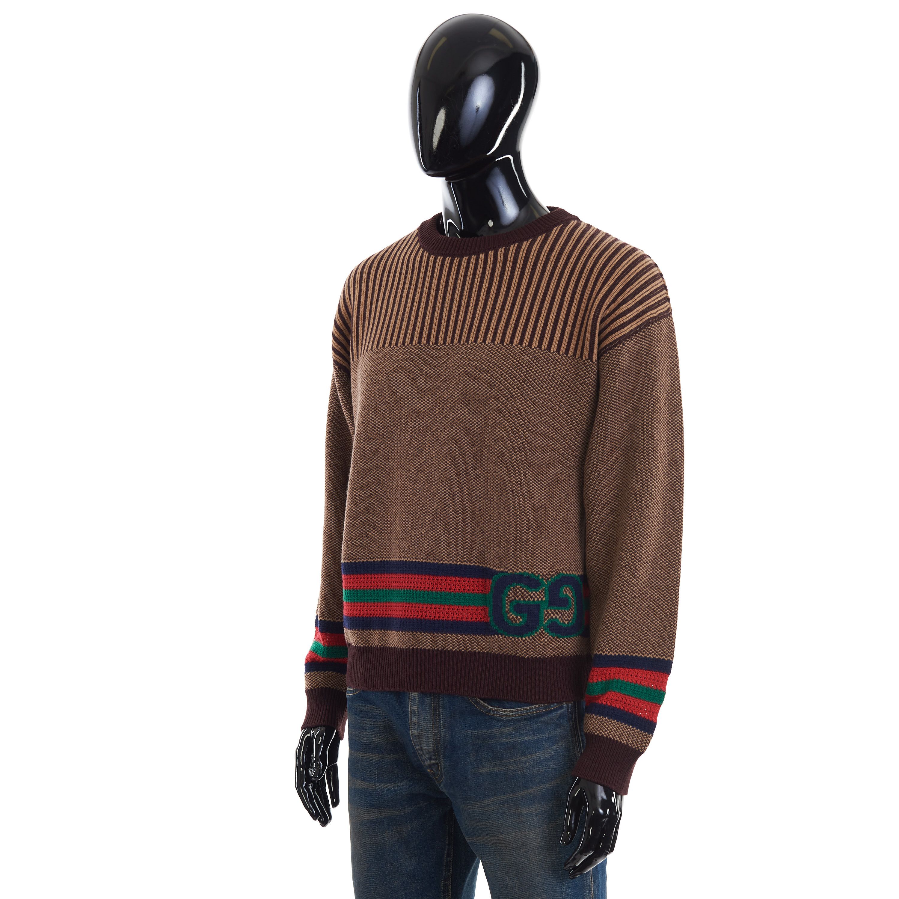 Gucci Cotton Wool Jumper With GG In Brown And Camel Size US S / EU 44-46 / 1 - 2 Thumbnail