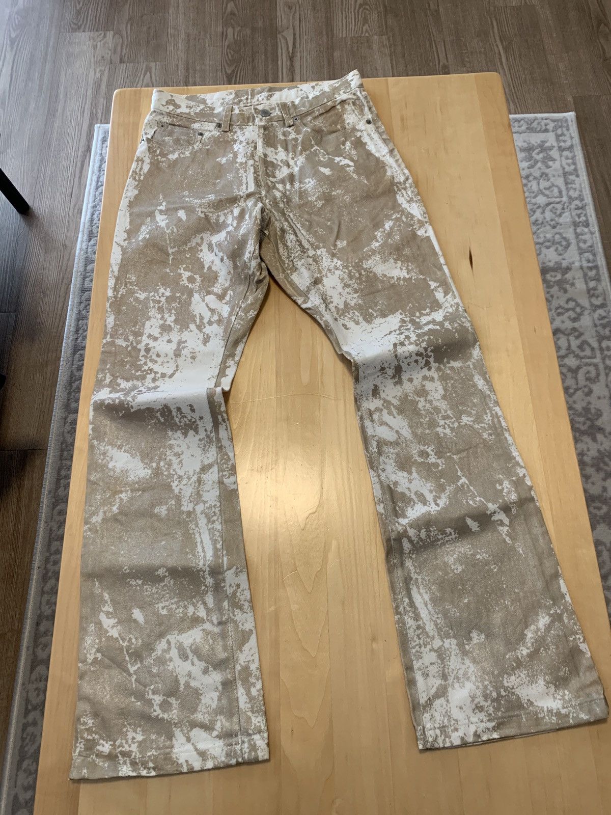 Yoshiyuki Konishi Ficce Waxed and Painted Bootcut Jeans
