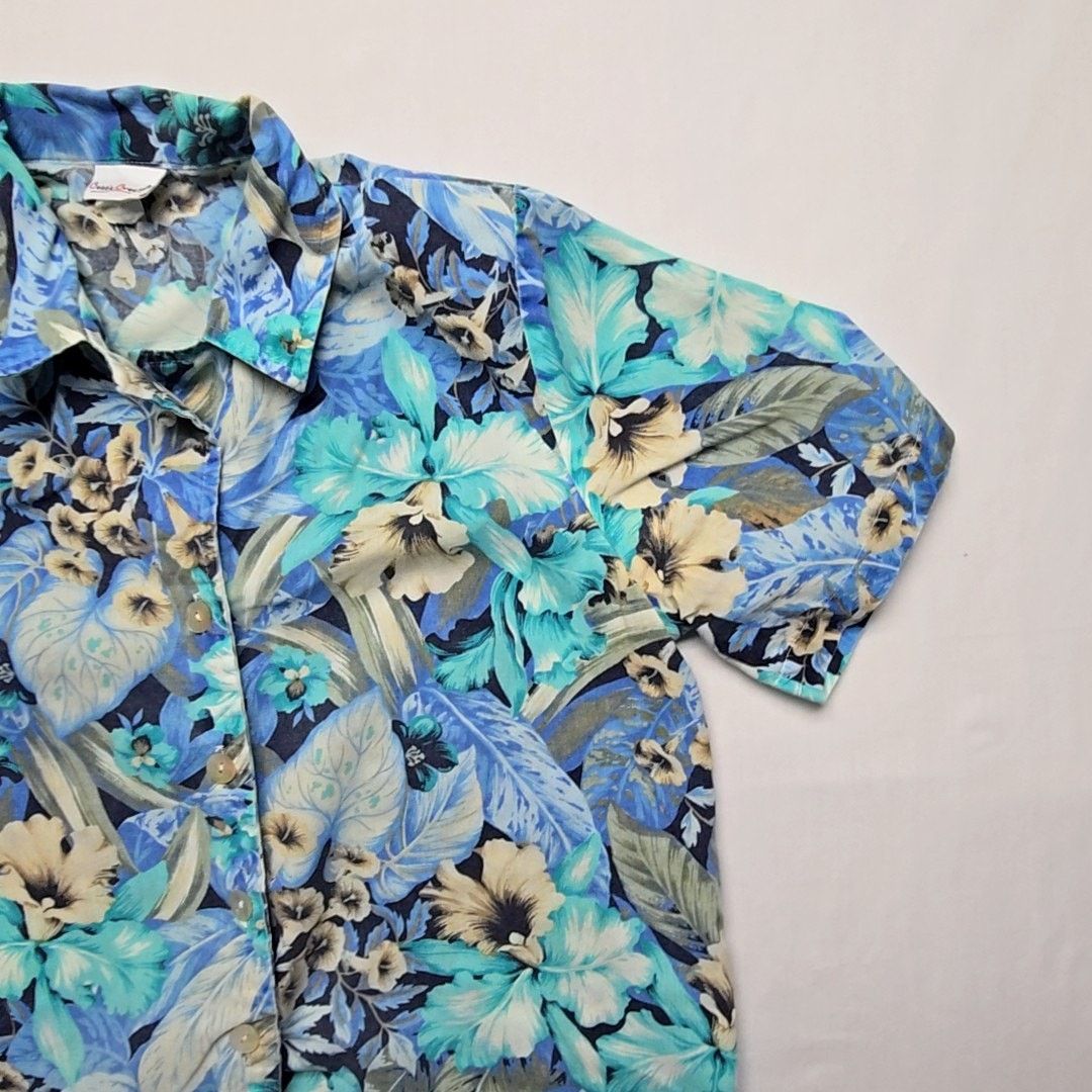Vintage Vintage Bobbie Brooks Hawaiian Shirt Floral Print Blue L Size L / US 10 / IT 46 - 5 Thumbnail