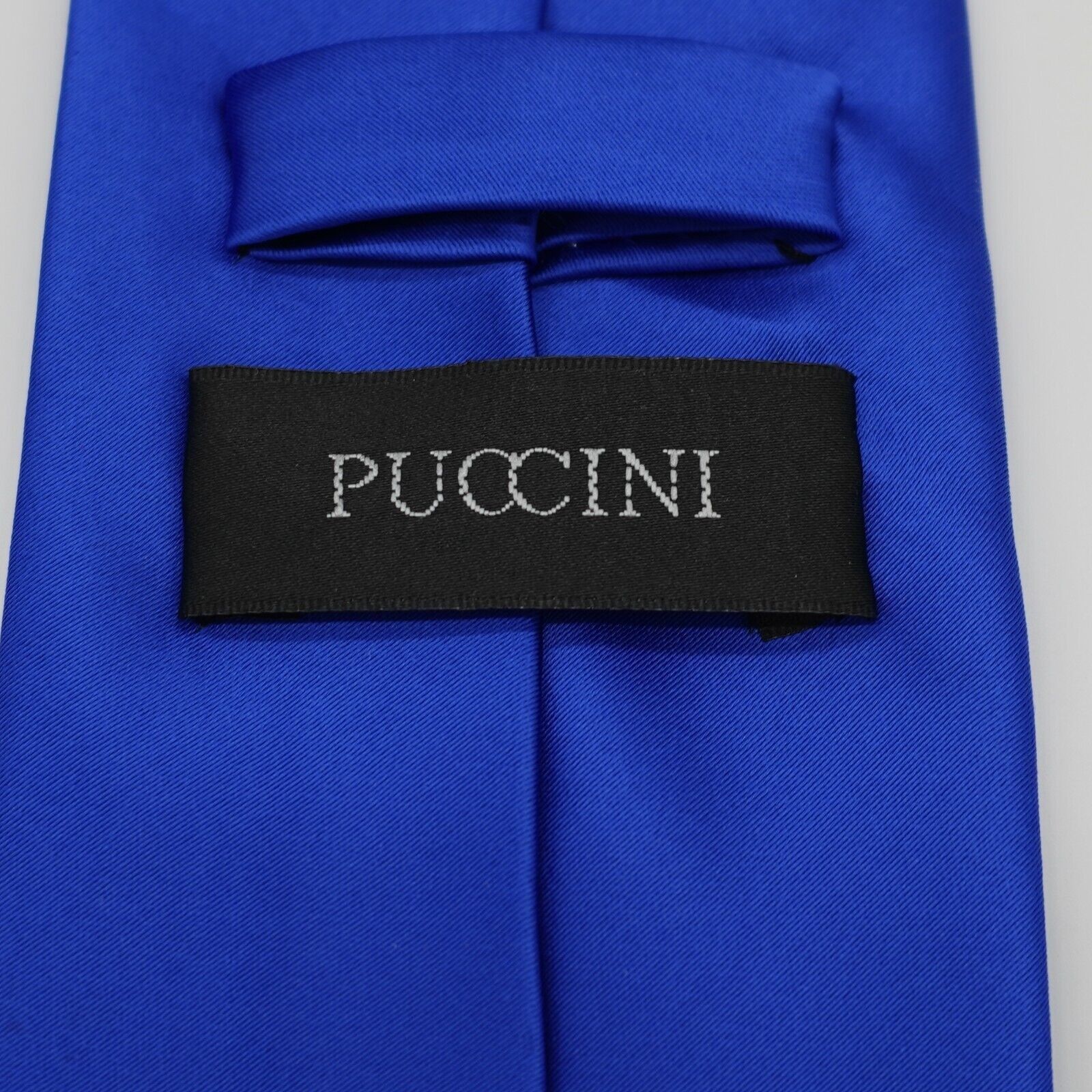 Designer Puccini Solid Shiny Blue Microfiber Tie Size ONE SIZE - 3 Thumbnail
