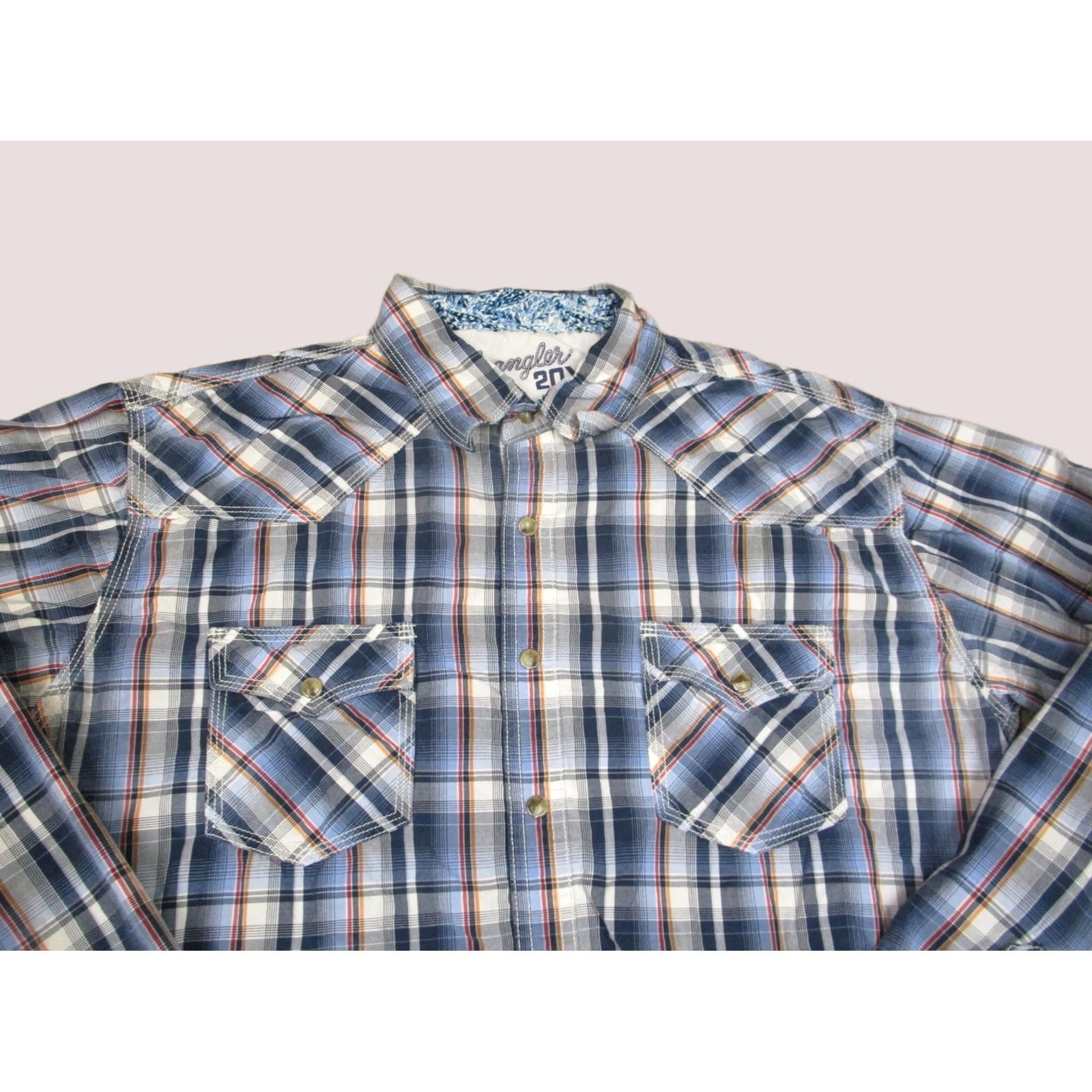 Wrangler Wrangler 20X Shirt Men Large Blue Plaid Pearl Snap Western Long Sleeve Button-Up Size US L / EU 52-54 / 3 - 1 Thumbnail