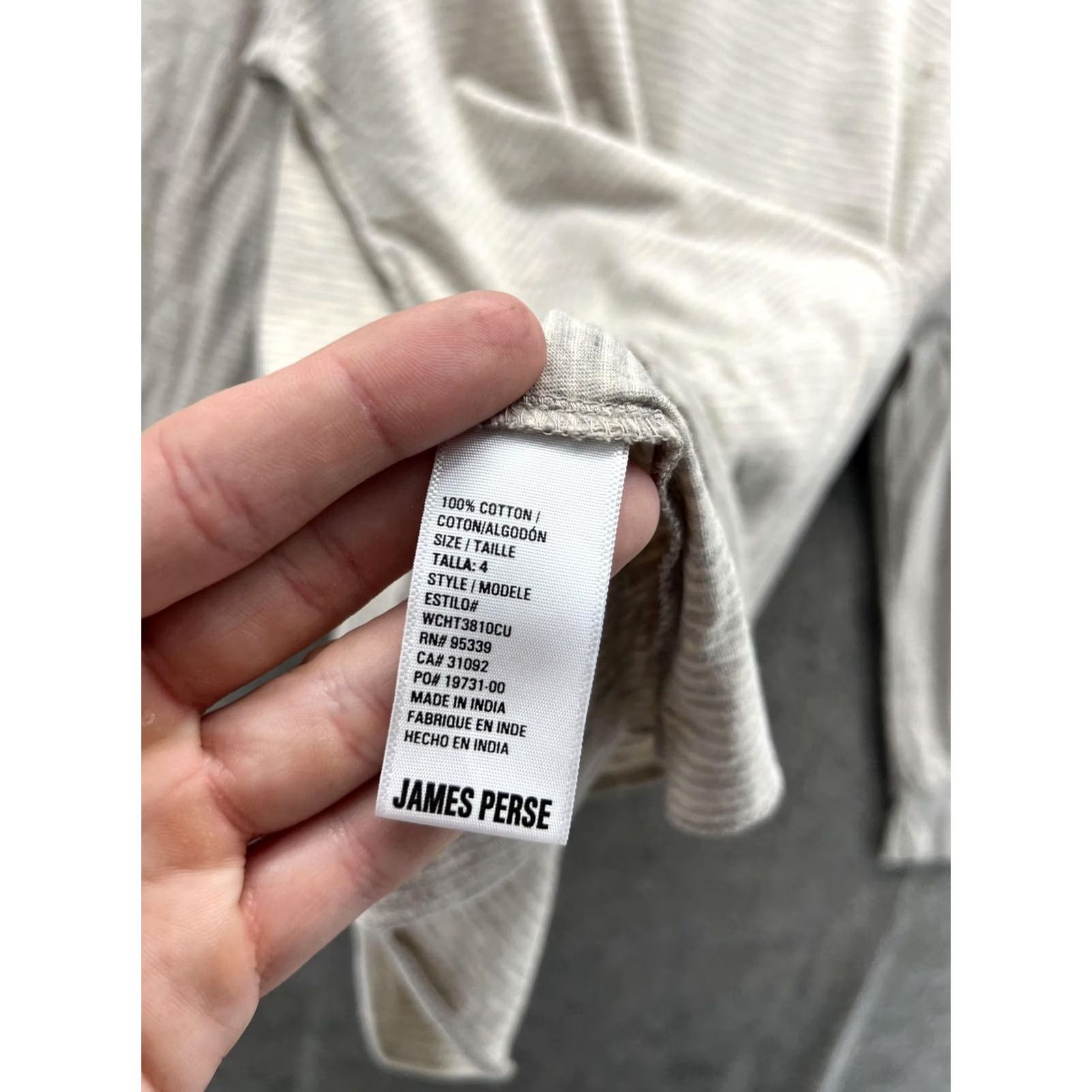 James Perse James Perse Shirt Womens 4 Beige Stripe Scoop Neck 3/4 Raglan Lightweight Top Size S / US 4 / IT 40 - 5 Thumbnail