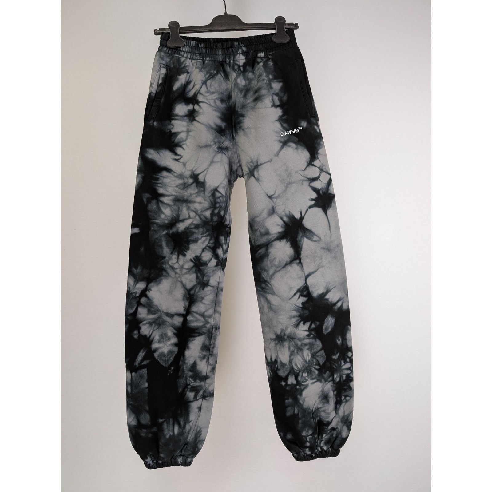 Off-White o1rshd1 Diag Tie Dye Slim Sweatpant Warm in Grey/White Size US 30 / EU 46 - 2 Thumbnail