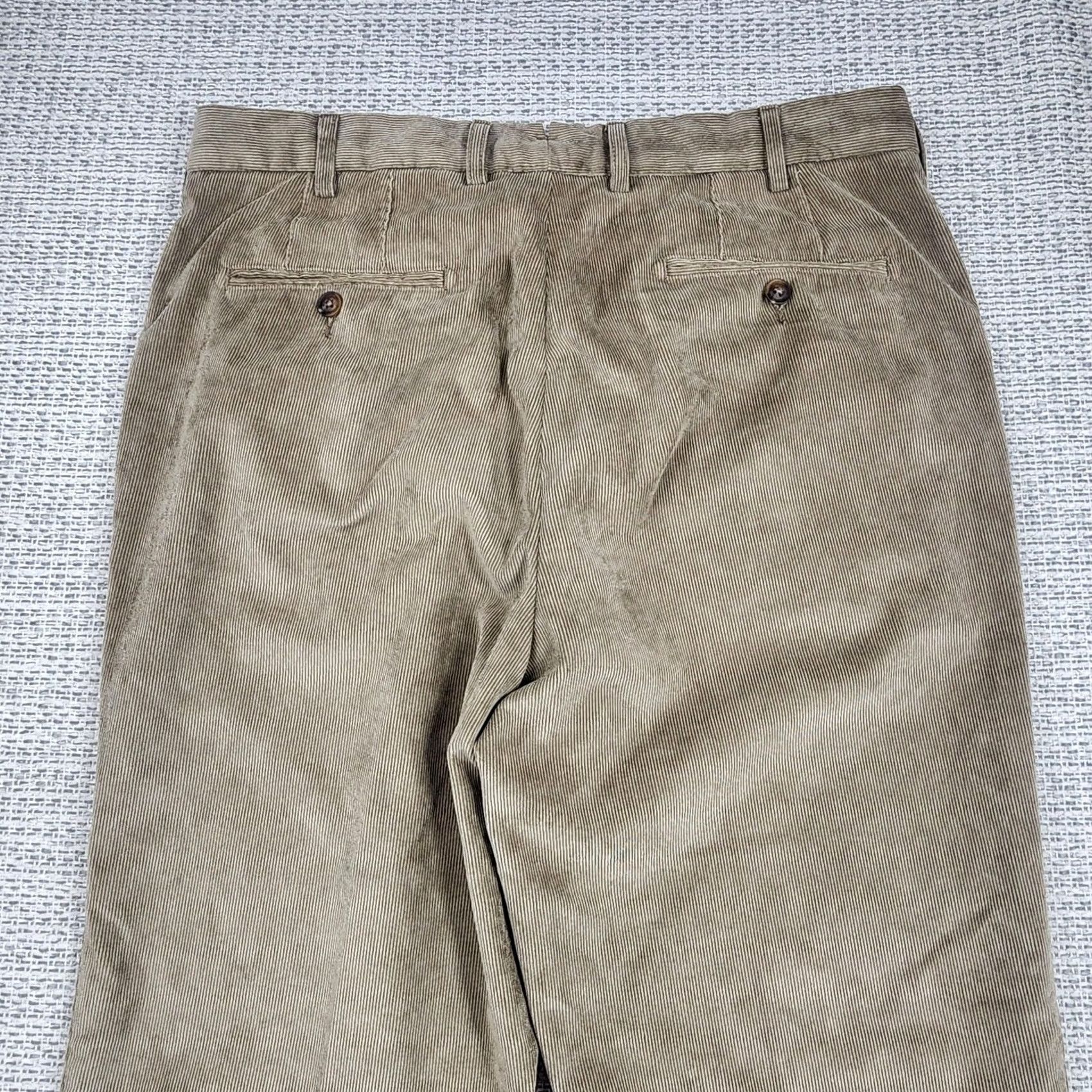 Peter Millar Peter Millar Pants Mens 32x32 Corduroy Flat Front Nanoluxe Casual Trousers Brown Tan Flat Front Pocket Solid Chino Regular Mens Size US 32 / EU 48 - 3 Thumbnail