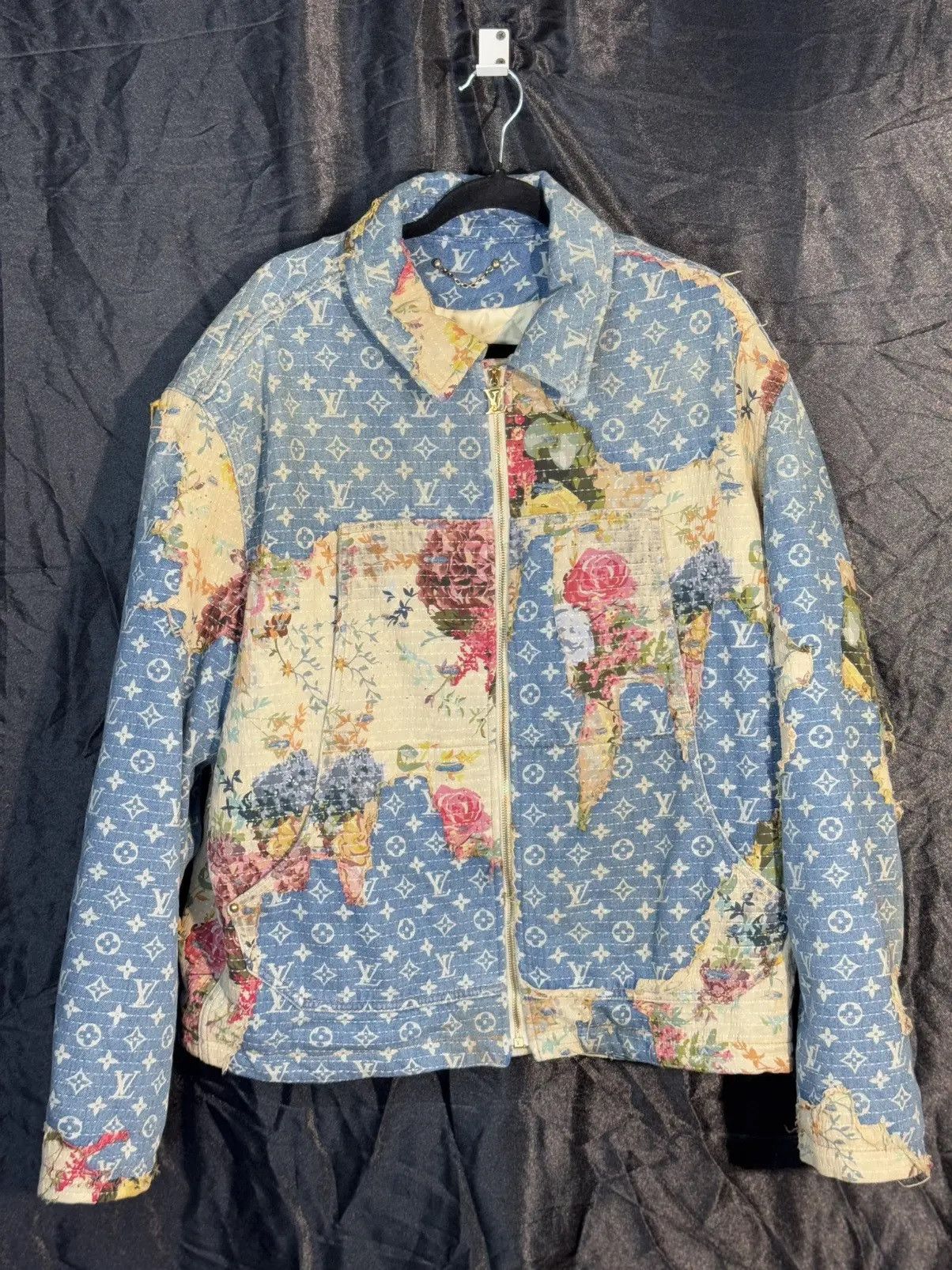 Louis Vuitton Blue Monogram Distressed Floral Workwear Jacket Size US L / EU 52-54 / 3 - 1 Thumbnail