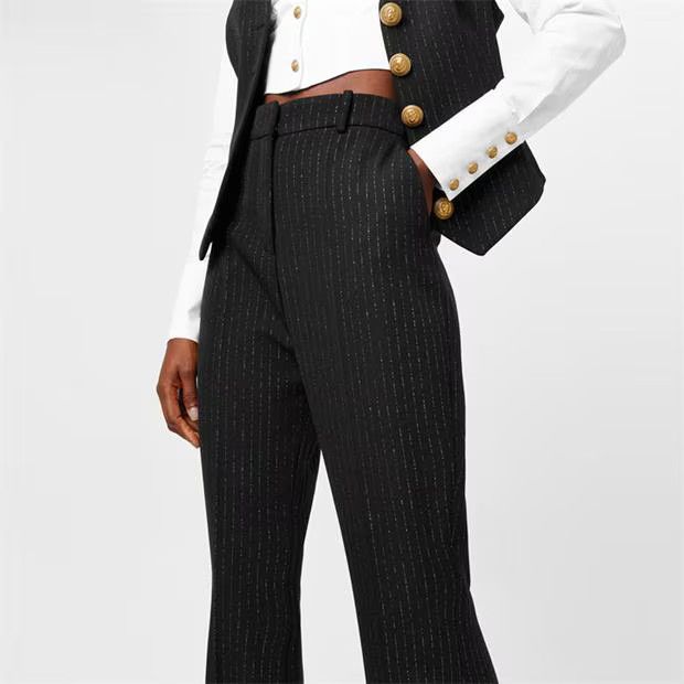 Balmain o1g2r1mq0924 Pinstripe Trousers in Noir Size 29" - 3 Thumbnail