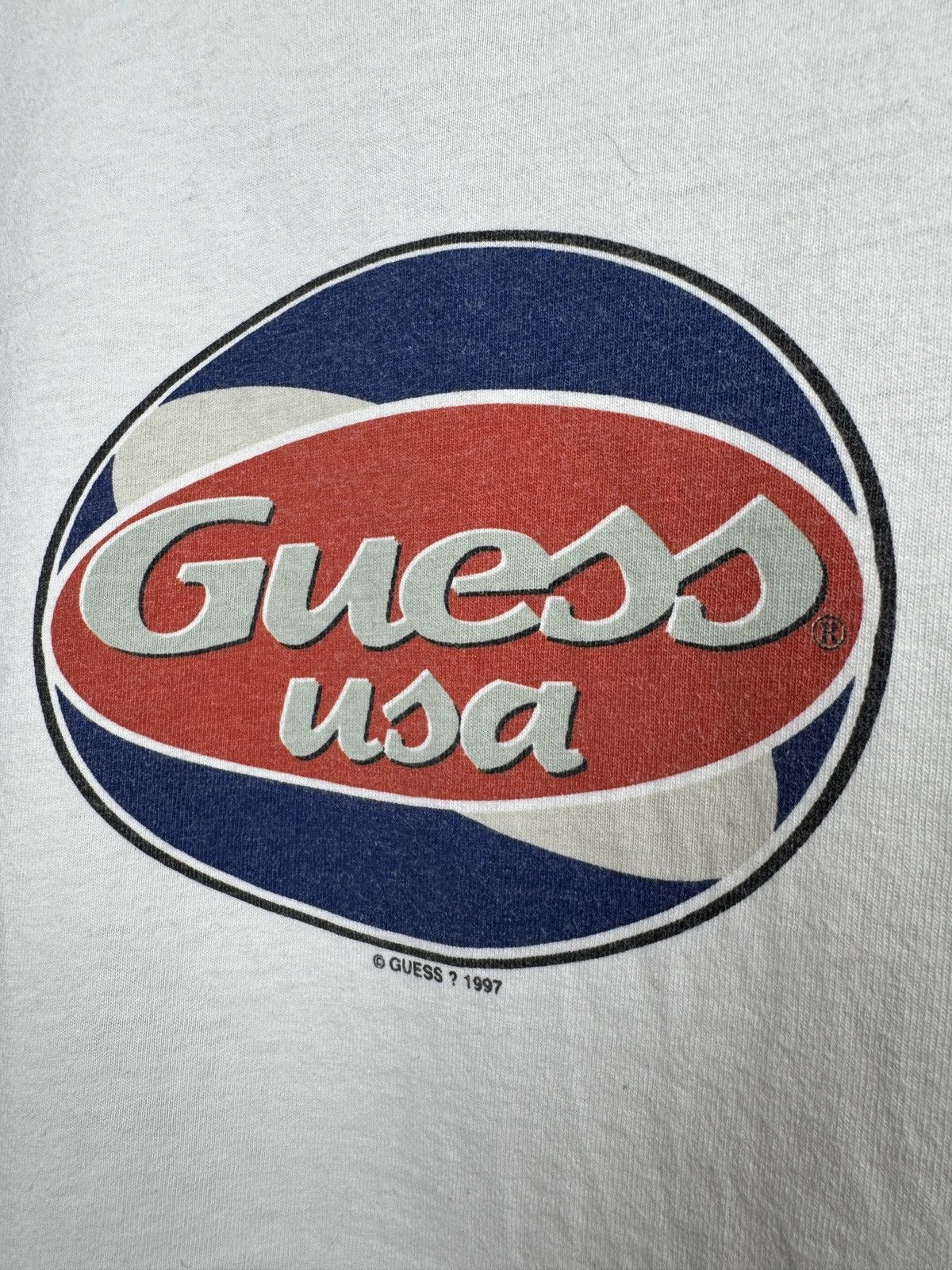 Guess Guess USA vintage 90s big logo 1997 white tee shirt Size US M / EU 48-50 / 2 - 5 Thumbnail