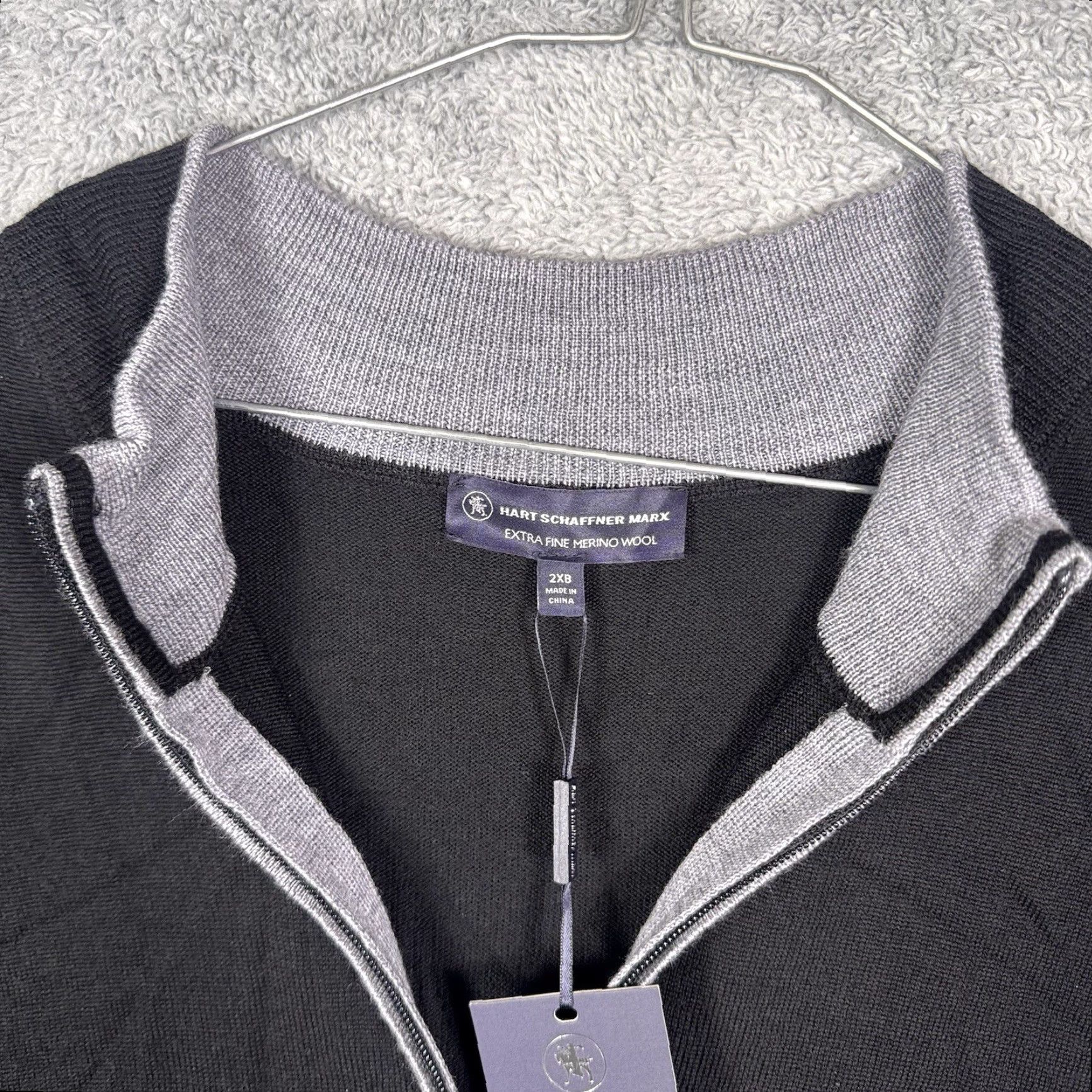 Hart Schaffner Marx Hart Schaffner Marx Sweater Men 2XB Merino Wool 1/4 Zip Pullover Black Big 2X Wool Knit Pullover Winter Fall Spring Classic 1/4 Zip Mens Size US XXL / EU 58 / 5 - 4 Thumbnail