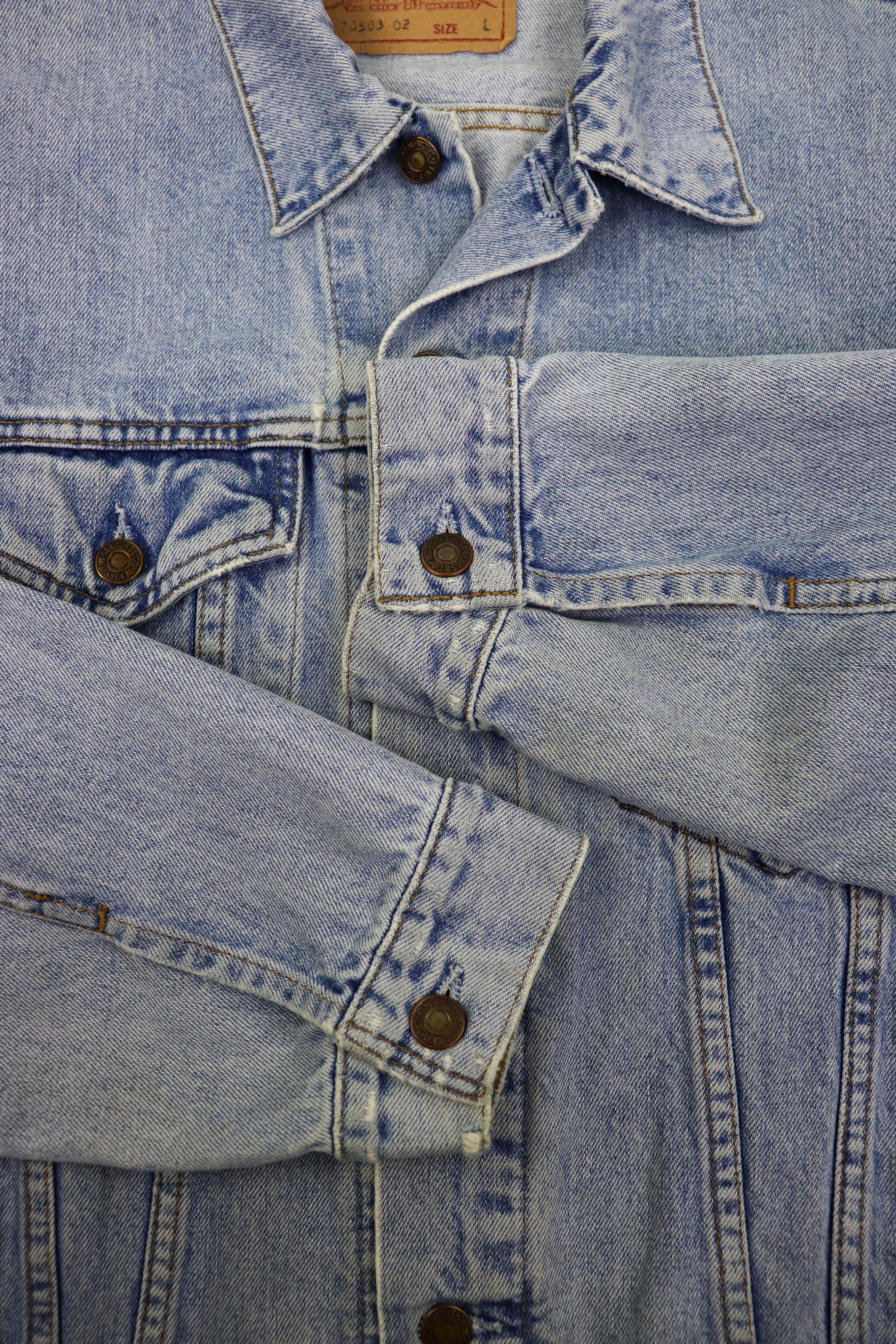 Levi's Levi's 80s Vintage Blue Washed Denim Jeans Trucker Jacket Size US L / EU 52-54 / 3 - 7 Thumbnail