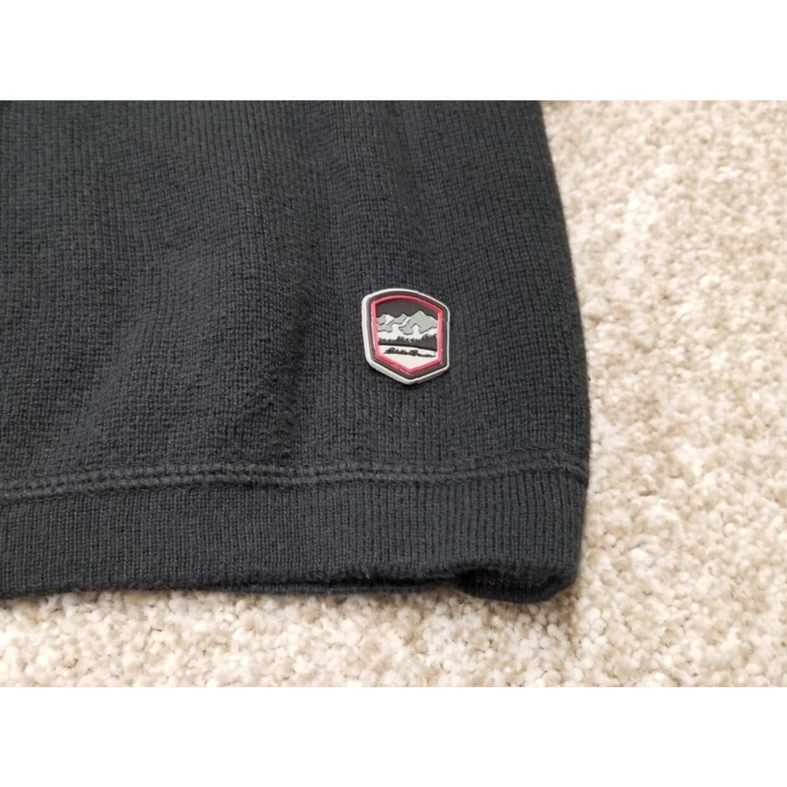 Eddie Bauer Eddie Bauer Sweater Mens Large Black 1/4 Zip Pullover Cotton Casual Outdoor Knit Sweatshirt Regular Fit Logo Mens Size US L / EU 52-54 / 3 - 3 Thumbnail