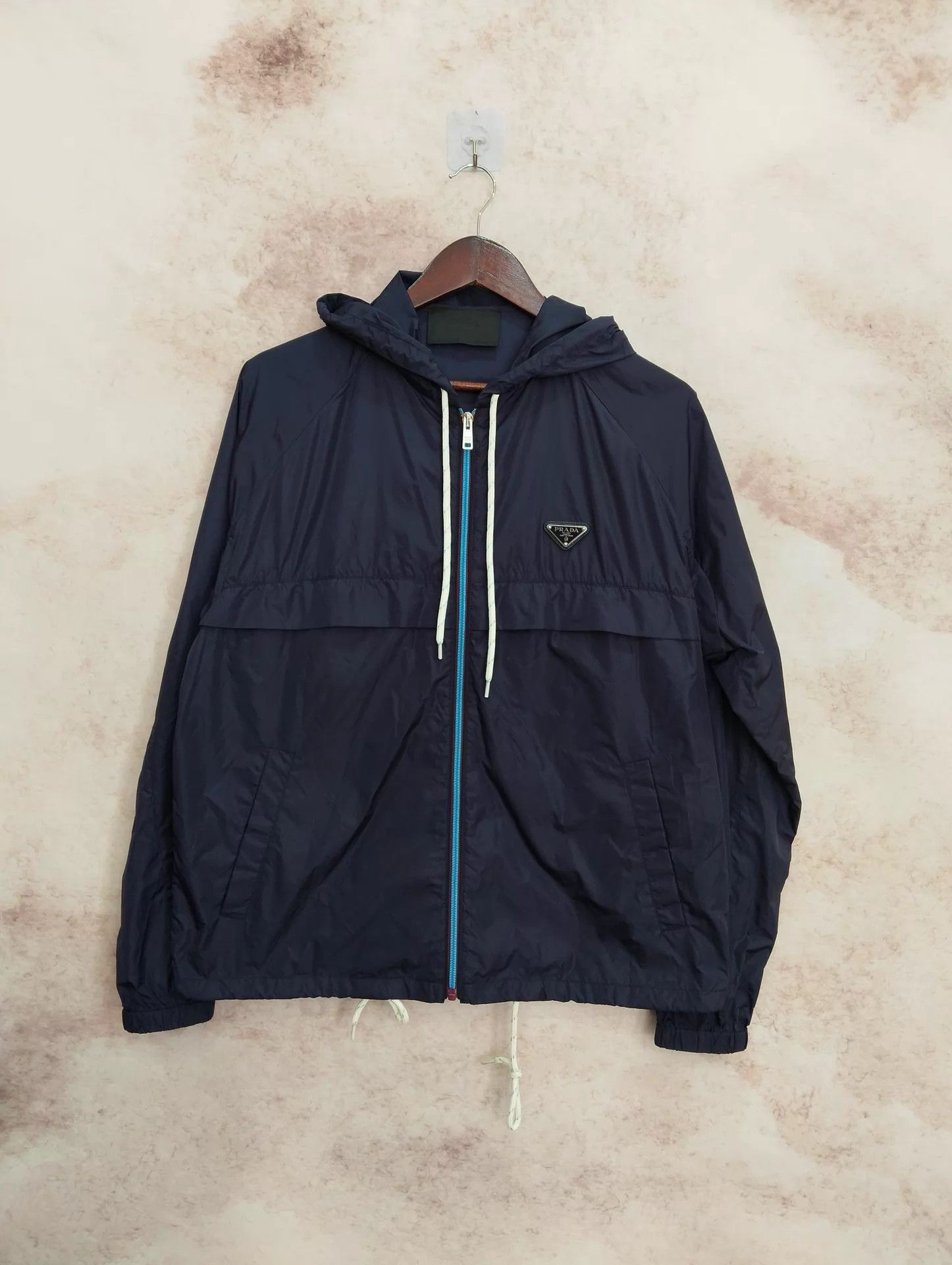 Prada Prada Blue Hooded Jacket Triangle Logo 48 Size US M / EU 48-50 / 2 - 1 Thumbnail