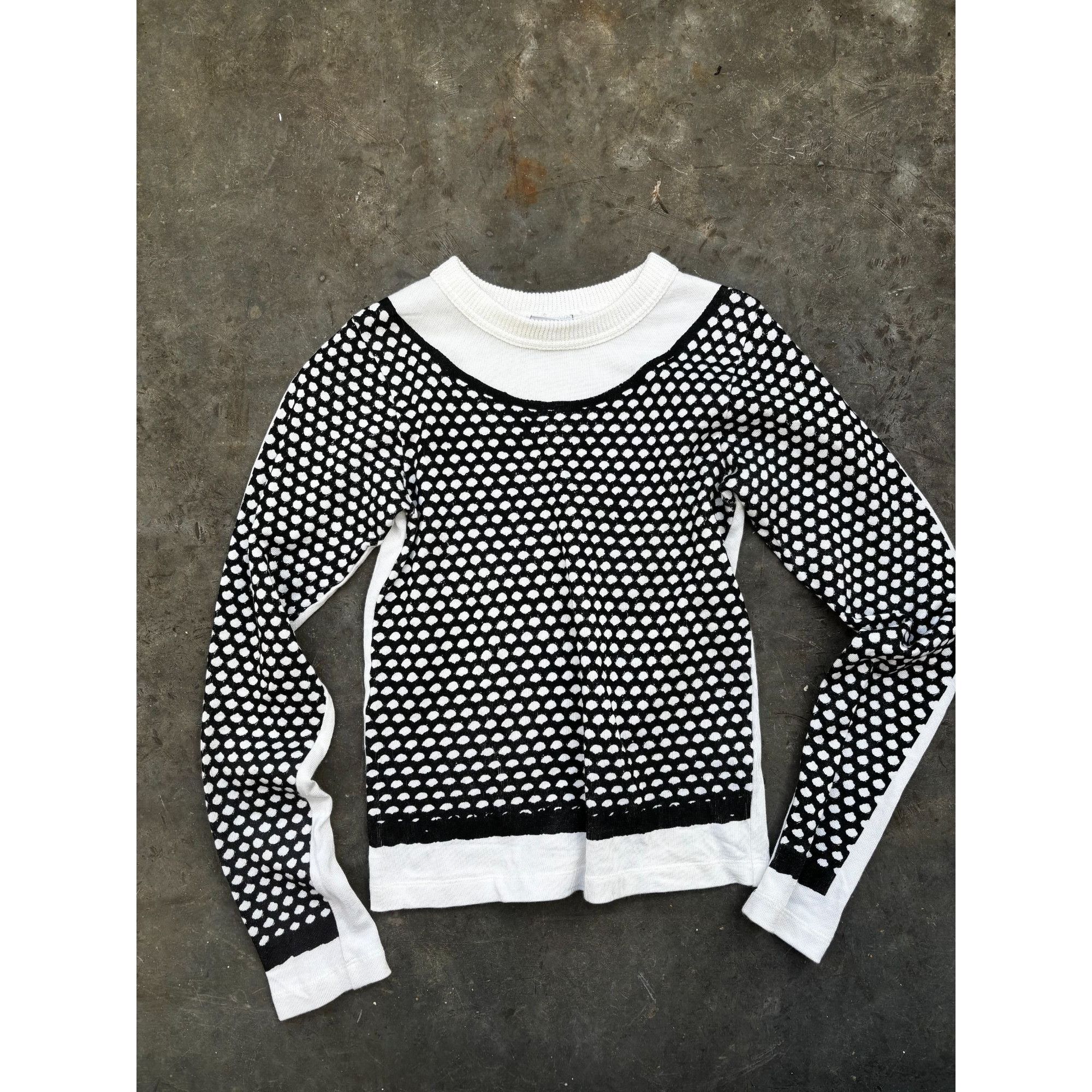 Vaquera Vaquera Rare Trompe LOeil Knit Top White & Black Size S Size S / US 4 / IT 40 - 1 Thumbnail