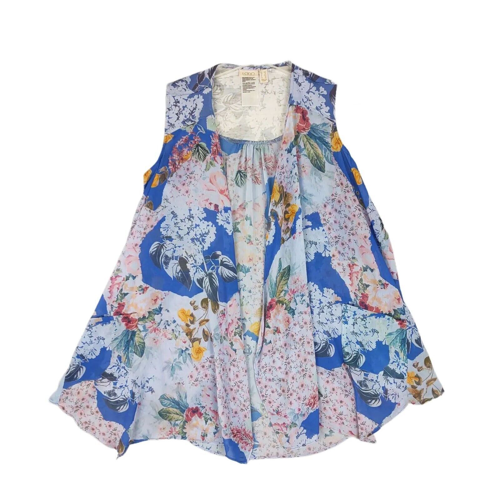 Other Lori Goldstein LOGO Sheer Floral Cardigan Vest with Pockets Size XXS / US 00 / IT 34 - 1 Thumbnail