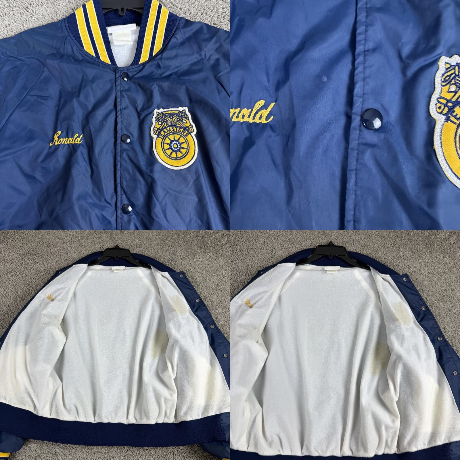 Vintage VINTAGE Hartwell Teamsters Jacket Mens Large Blue Bomber Nylon Snap Front Varsity Coat Casual Workwear Size US L / EU 52-54 / 3 - 9 Thumbnail