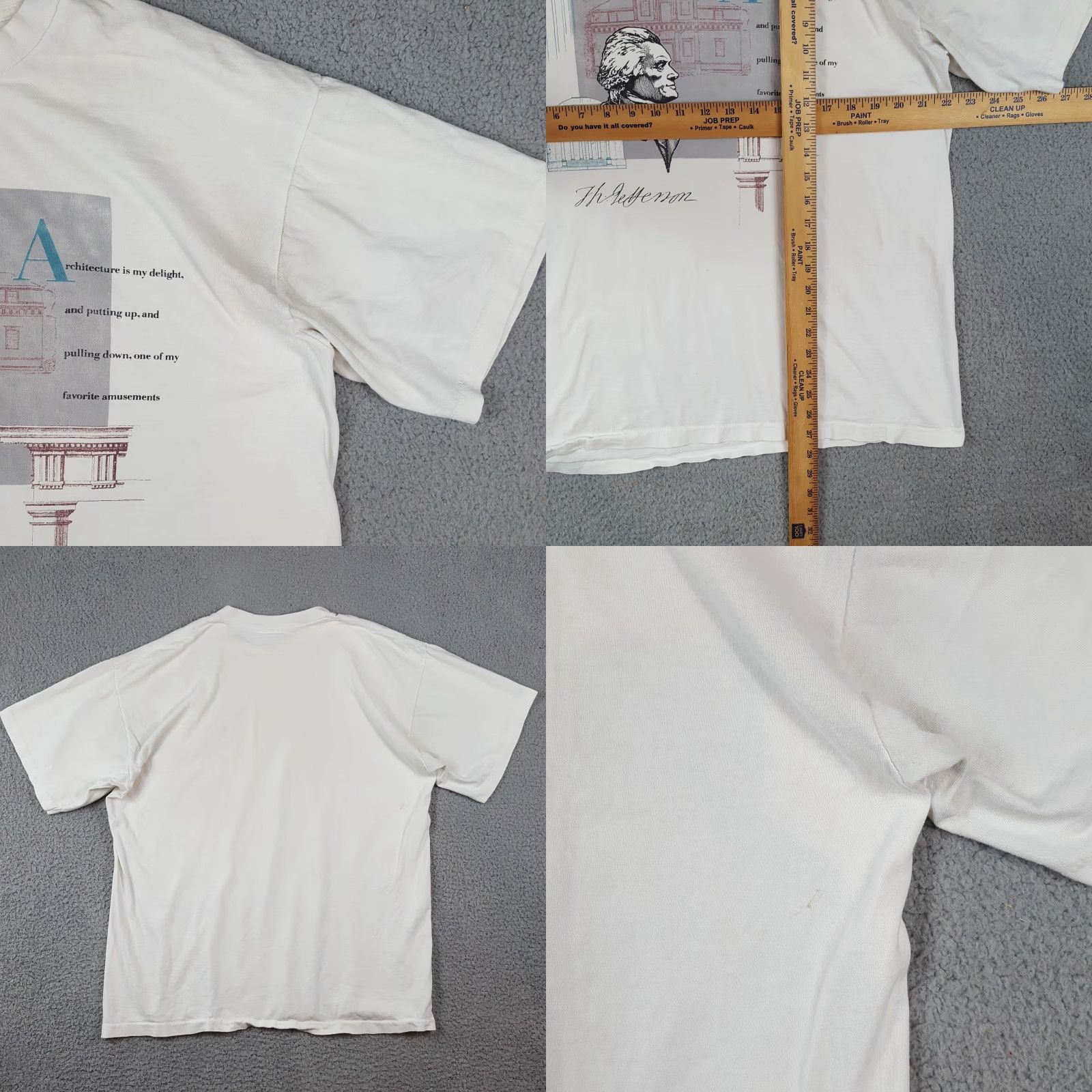 Vintage VINTAGE 90s Thomas Jefferson Art T-Shirt Men's XL White USA President Retro History Cotton Logo Embroidered Size US XL / EU 56 / 4 - 8 Thumbnail