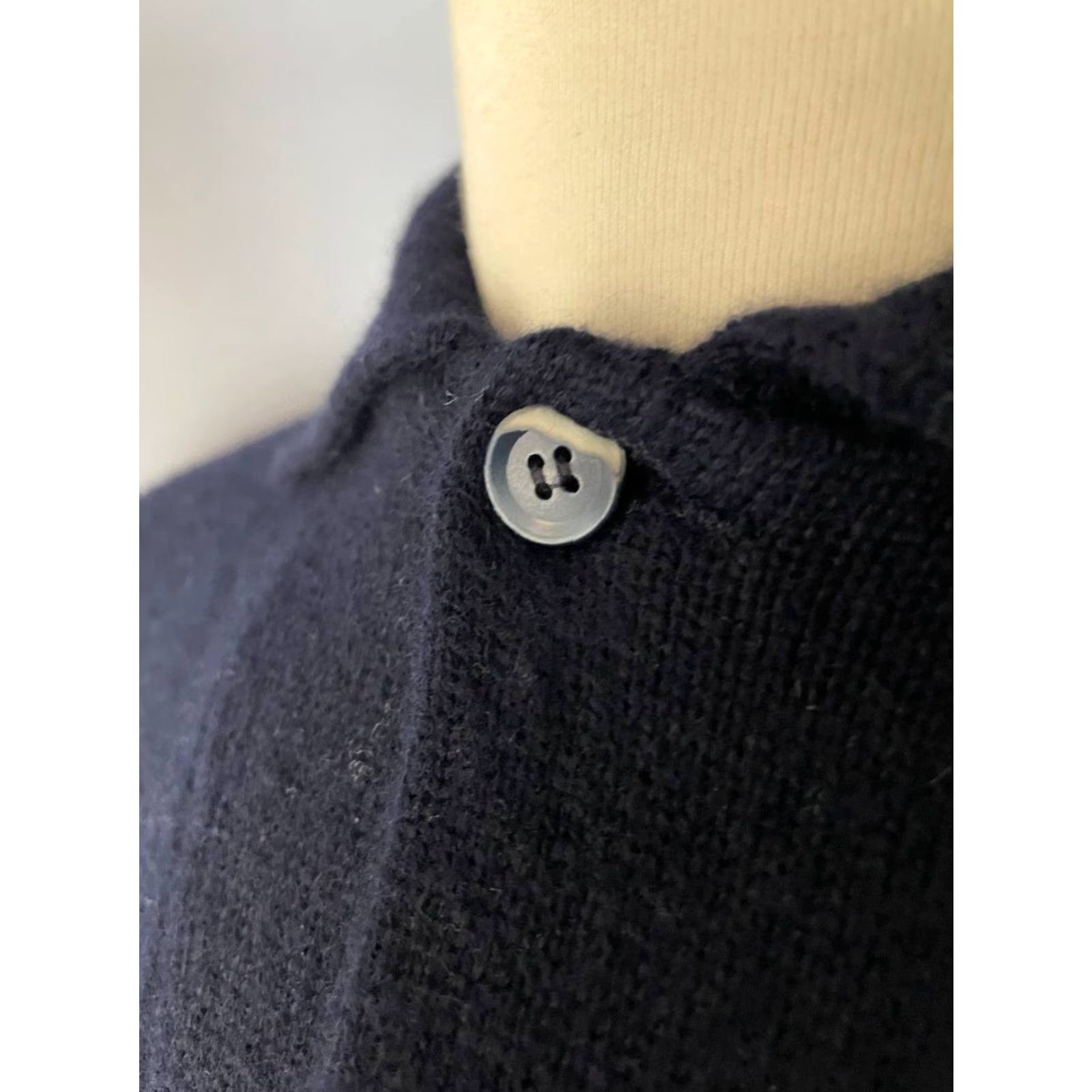 Loro Piana Loro Piana Mens Knit Sweater XL Blue Cashmere Long Sleeve Collared Pullover Knit, Regular Fit, Button Accent, Solid, Casual Size US XL / EU 56 / 4 - 6 Thumbnail