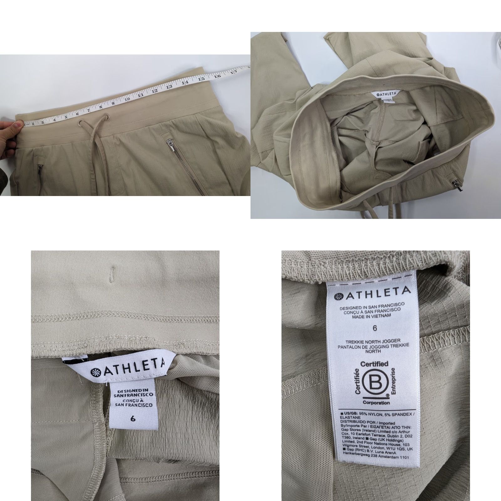 Athleta Athleta Jogger Pants Womens 6 Beige Nylon Spandex Trekkie Outdoor Hiking Ripstop Pockets 405726 Size 28" / US 6 / IT 42 - 8 Thumbnail
