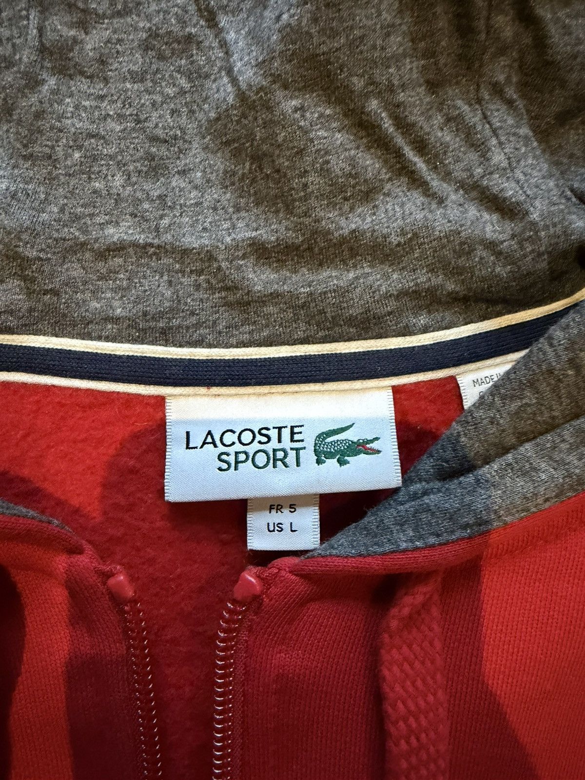 Lacoste Lacoste Red Zip-Up Hoodie – Classic Croc Logo Size US L / EU 52-54 / 3 - 2 Thumbnail