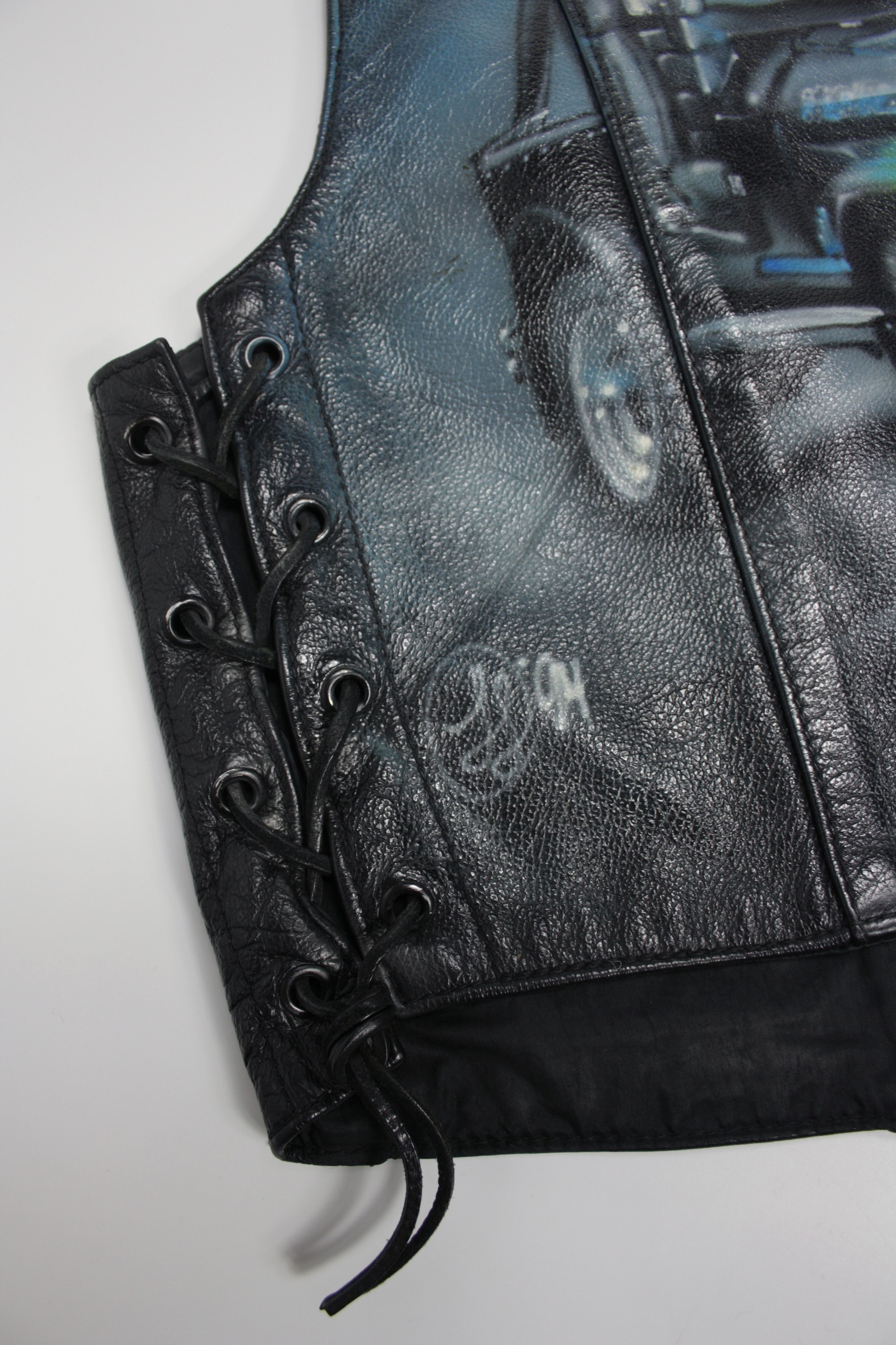 Genuine Leather × Vintage Daytona 1994 Vintage Hand Painted Leather Cropped Vest Size XL / US 12-14 / IT 48-50 - 4 Thumbnail