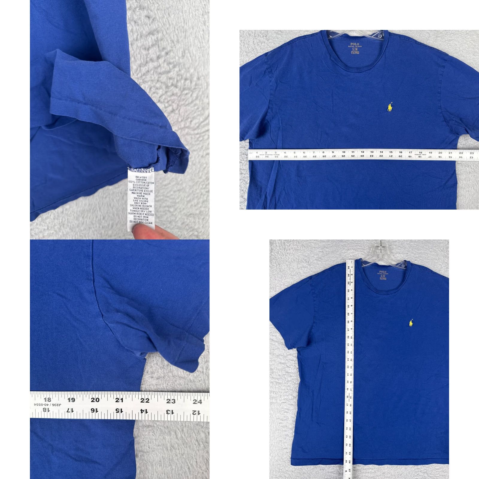 Ralph Lauren Polo Ralph Lauren Shirt Adult Large Blue 100% Cotton Short Sleeve Crew Neck Mens Size US L / EU 52-54 / 3 - 8 Thumbnail