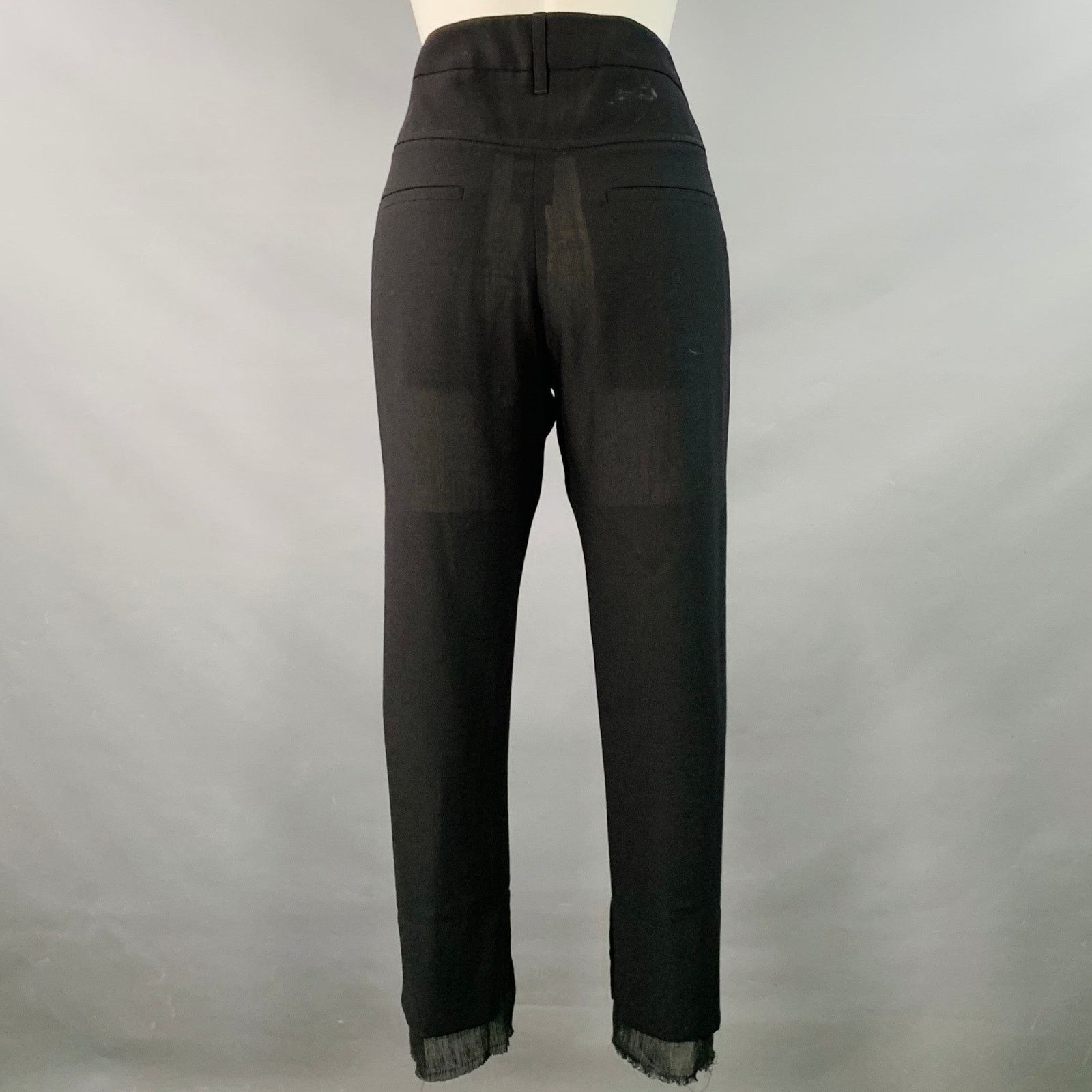 Ann Demeulemeester Size 8 Black Rayon Blend Flat Front Layered Dress Pants Size 30" / US 8 / IT 44 - 3 Thumbnail