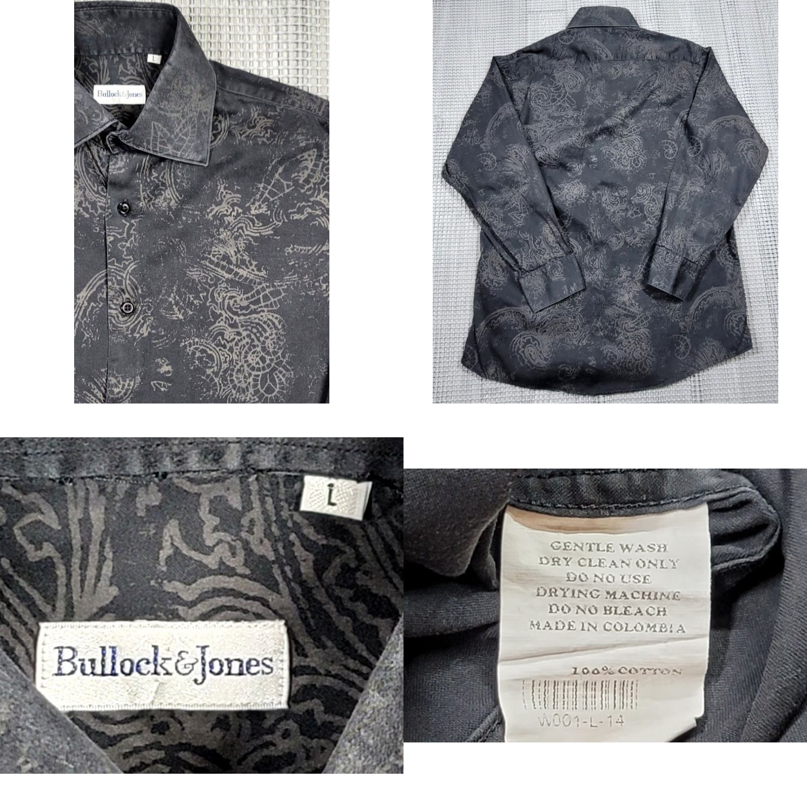 Vintage VINTAGE Bullock & Jones Shirt Mens L Brown Gray Paisley Button-Up Collared Long Sleeve 1960s 70s 80s Floral Geometric Size US L / EU 52-54 / 3 - 8 Thumbnail