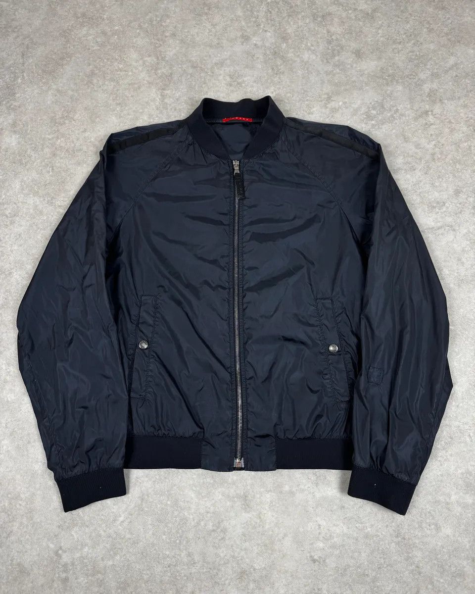 Prada 2000s Prada Nylon Navy Bomber Jacket Size US M / EU 48-50 / 2 - 1 Thumbnail