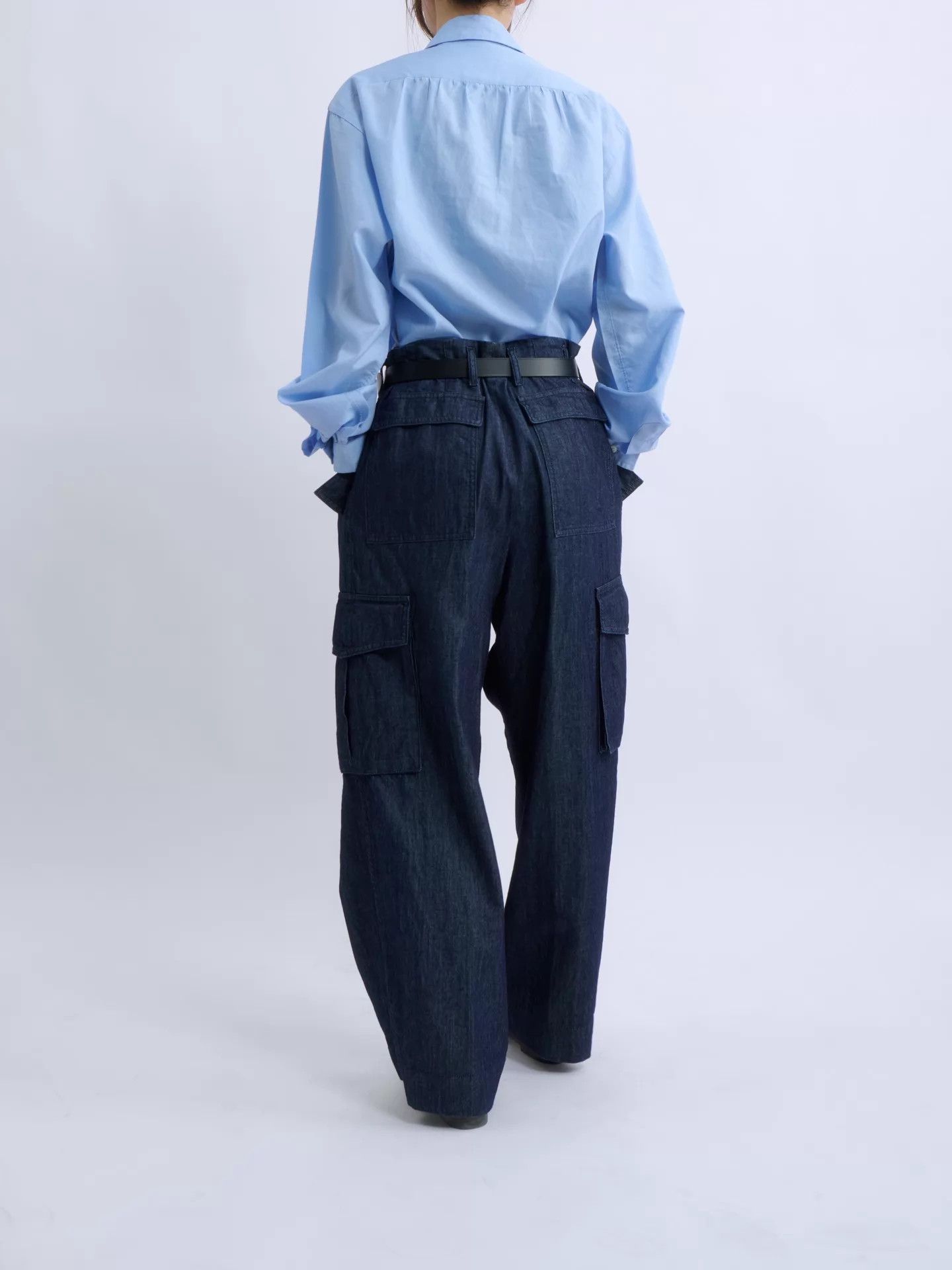 Dries Van Noten Dries Van Noten High-Waisted Wide-Leg Denim Work Pants Size 25" / US 0 / IT 36 - 3 Thumbnail