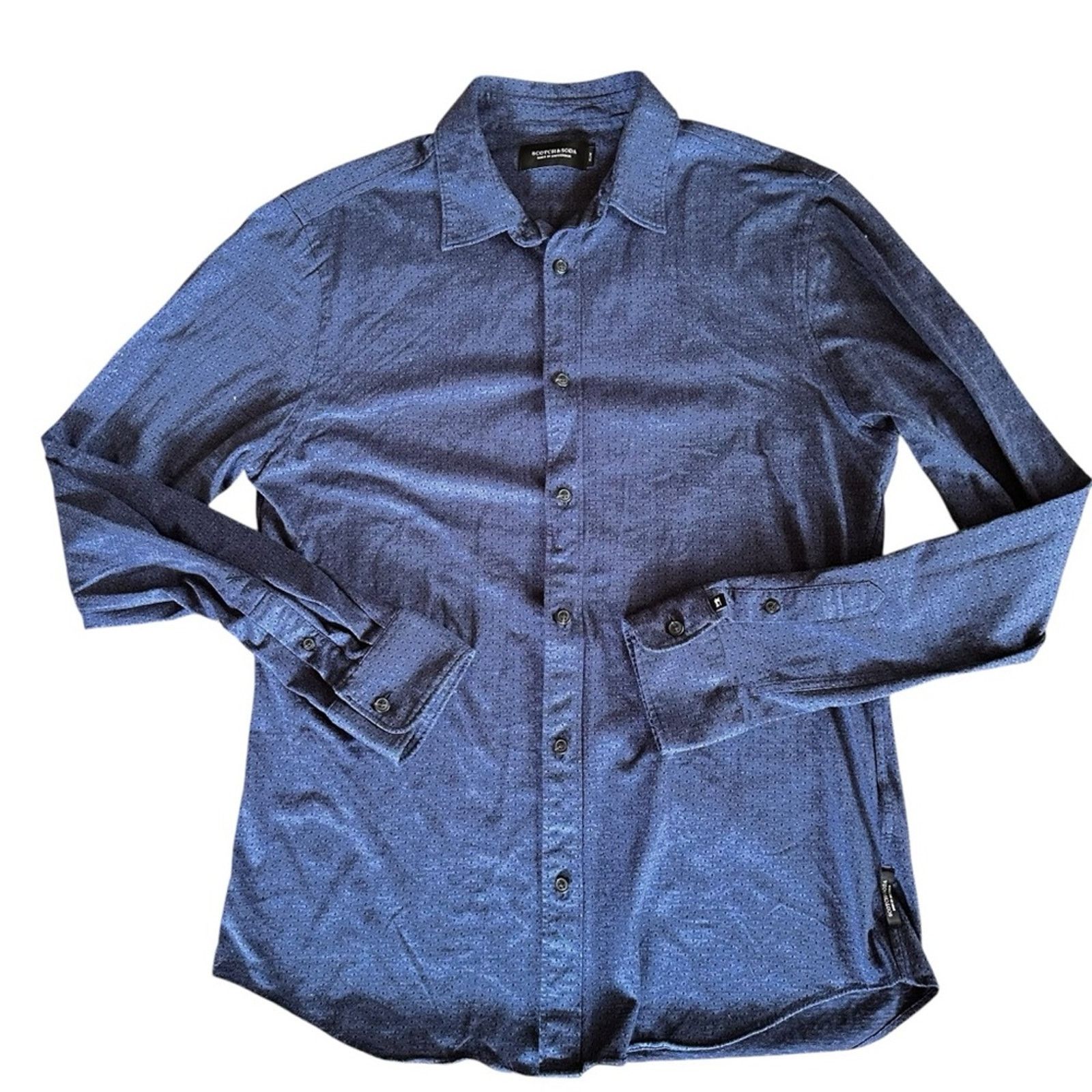 Scotch & Soda Scotch & Soda Slim Fit Cotton Blue Dot Button-Up – Size L Size US L / EU 52-54 / 3 - 1 Thumbnail