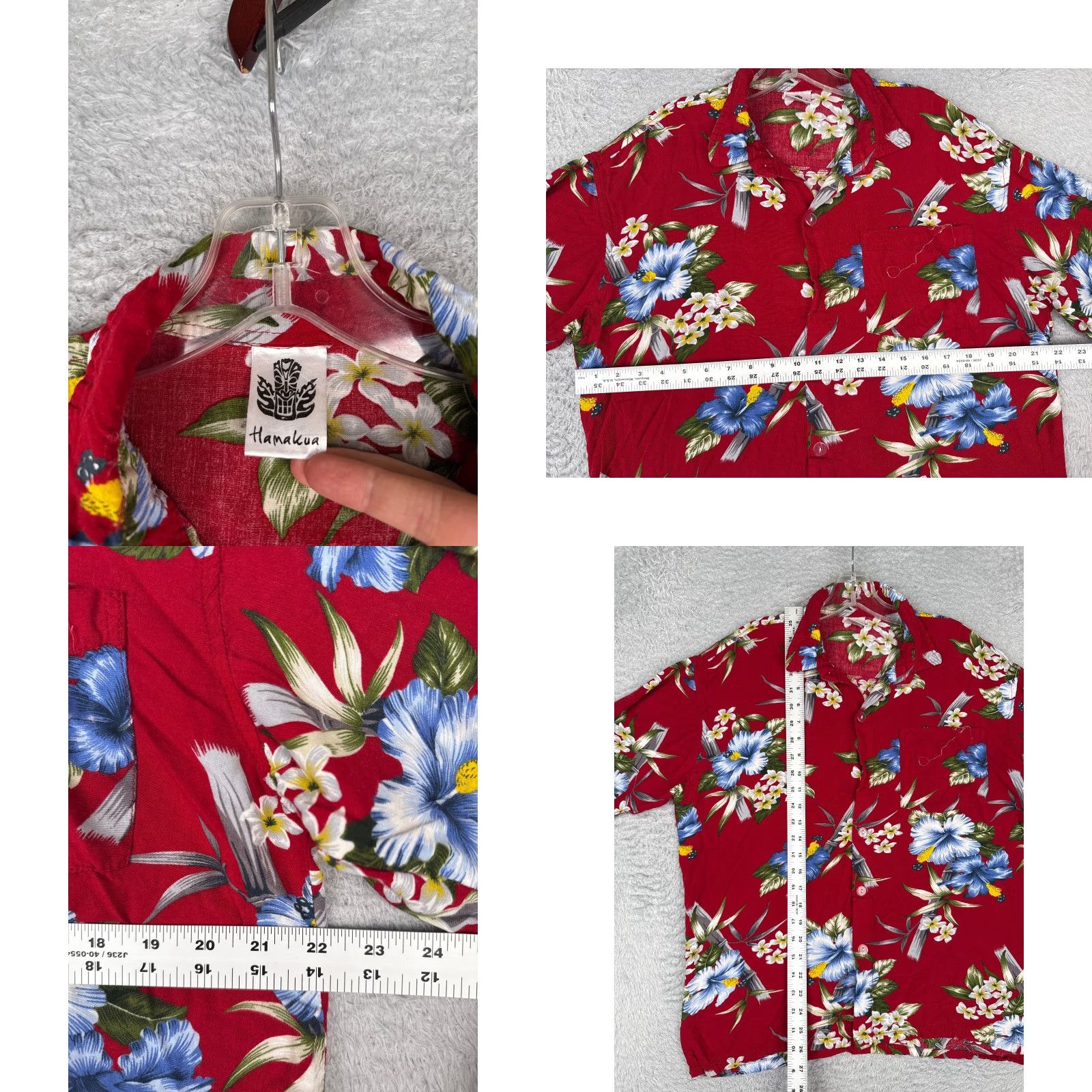 Vintage Hamakua Shirt Men Large Red Floral Hawaiian Button Up Cotton Pocket Vintage Size US L / EU 52-54 / 3 - 8 Thumbnail