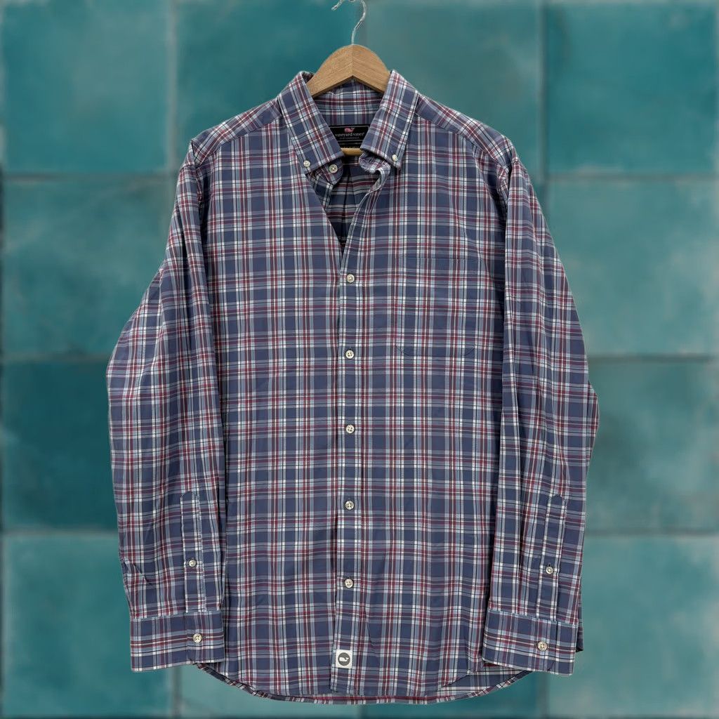 Vineyard Vines Vineyard Vines Murray Shirt Mens L Blue Plaid Long Sleeve Button-Up Chest Pockets Casual 90s Theme not provided Size US L / EU 52-54 / 3 - 1 Thumbnail