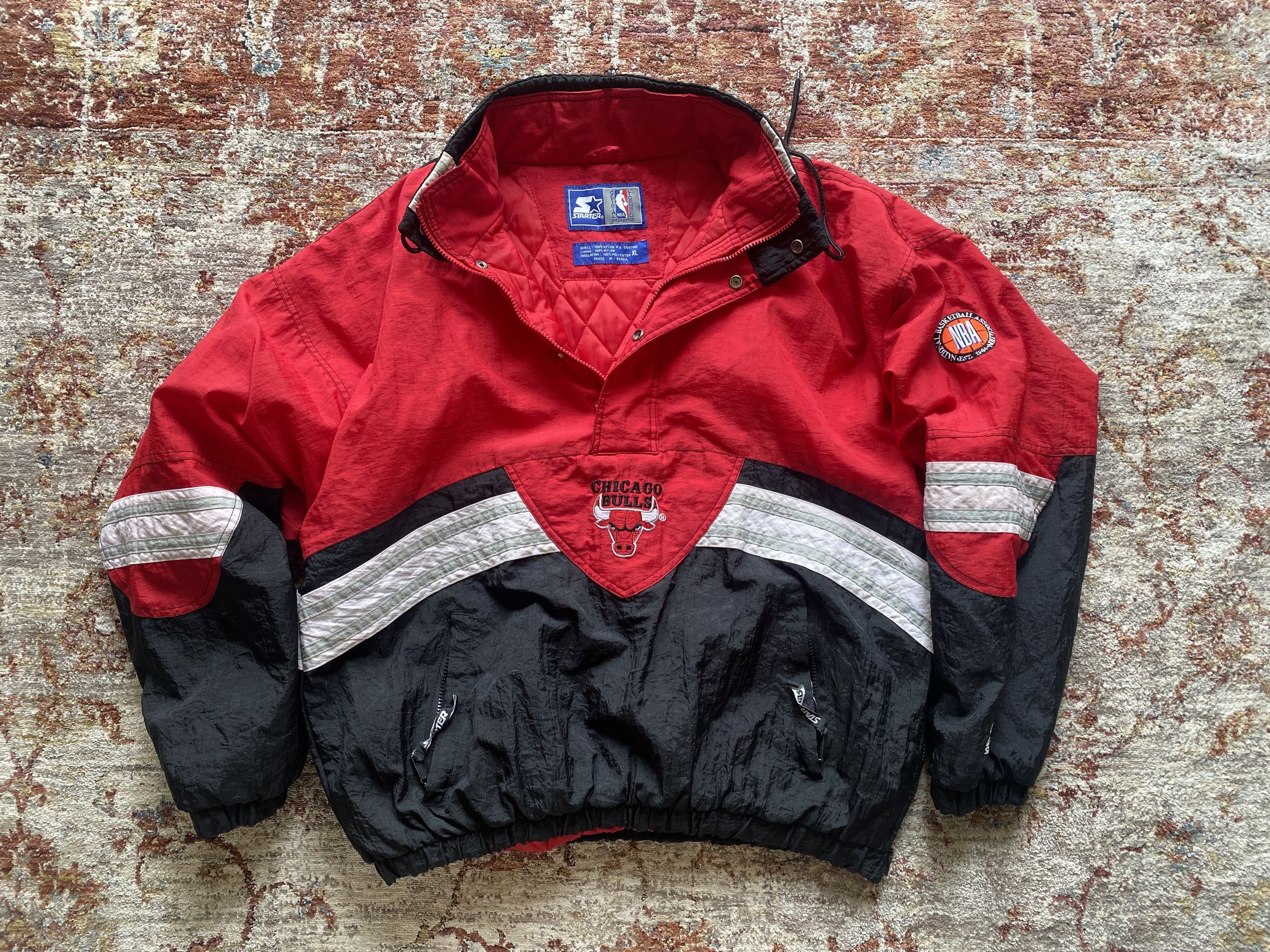 Starter 90's Vintage Starter Bulls 1/4 zip insulated pullover Size US XL / EU 56 / 4 - 1 Thumbnail