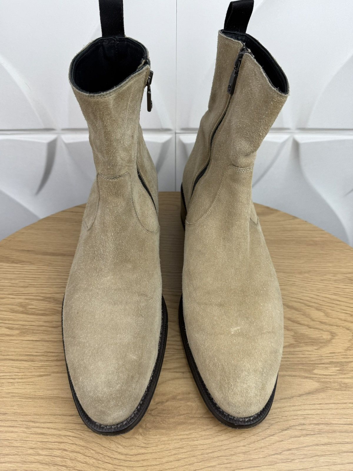 Brioni BRIONI Boots Suede Leather Shoes High Heels Side Zip Beige Size US 9 / EU 42 - 6 Thumbnail