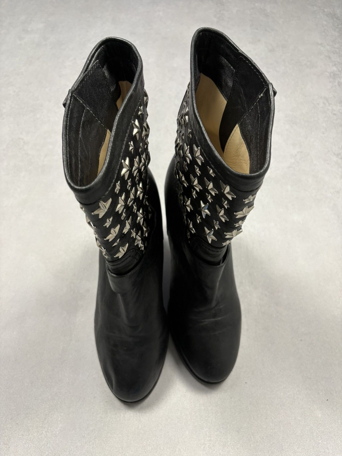 Jimmy Choo Jimmy Choo Star Stud Leather Ankle Boots Buckle Heels Black Size US 10 / IT 40 - 2 Thumbnail